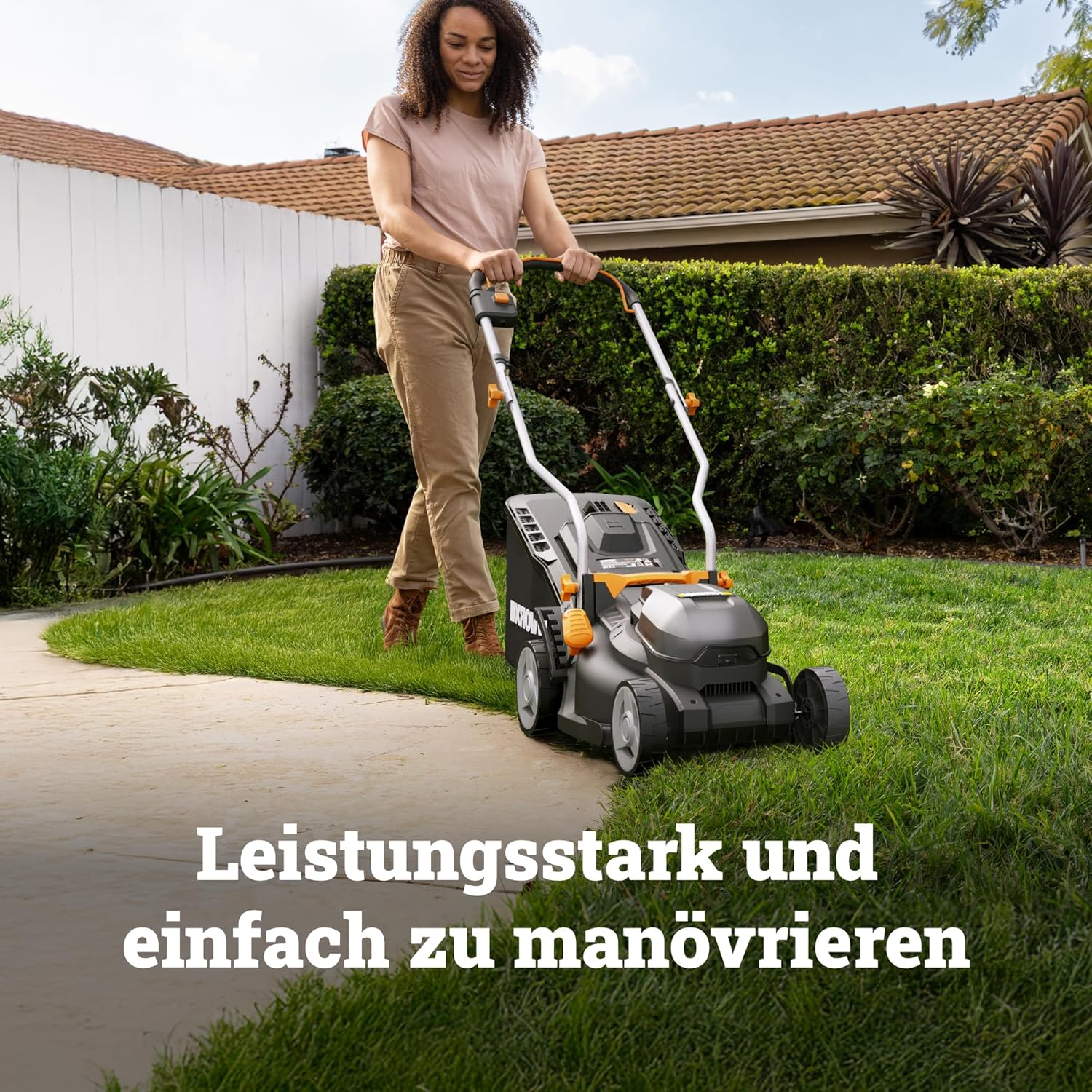 Detalle de WORX WG733E Akku-Rasenmäher 20V – 33 cm Schnittbreite, 35 l Fangkorb und Brushless-Motor