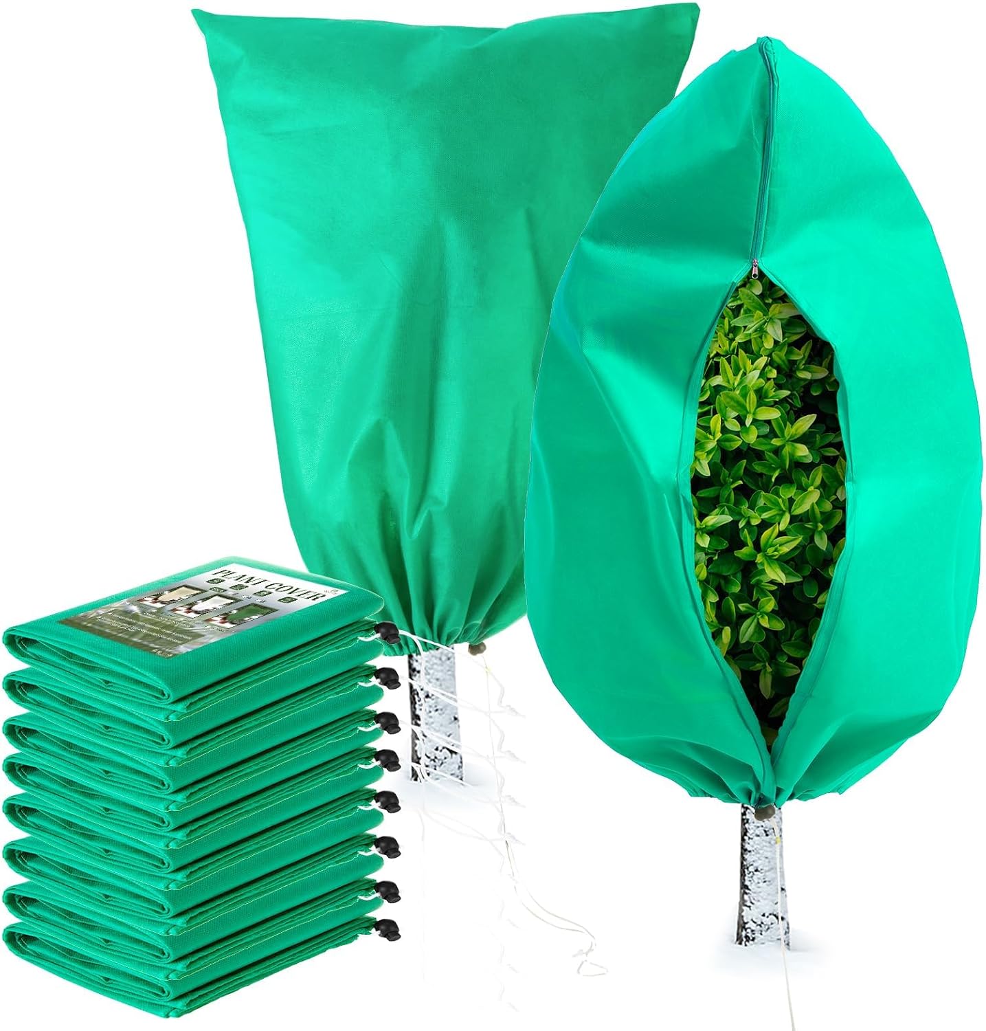 Detalle de Homimp BHMC40178 Plant Frost Covers, 8-Pack Breathable Nonwoven with Zippers