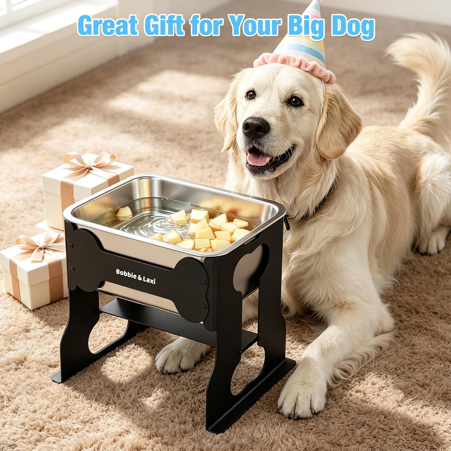 Detalle 2 de 2.4 Gallon Elevated Large Dog Water Bowl with Stand for Large Breeds