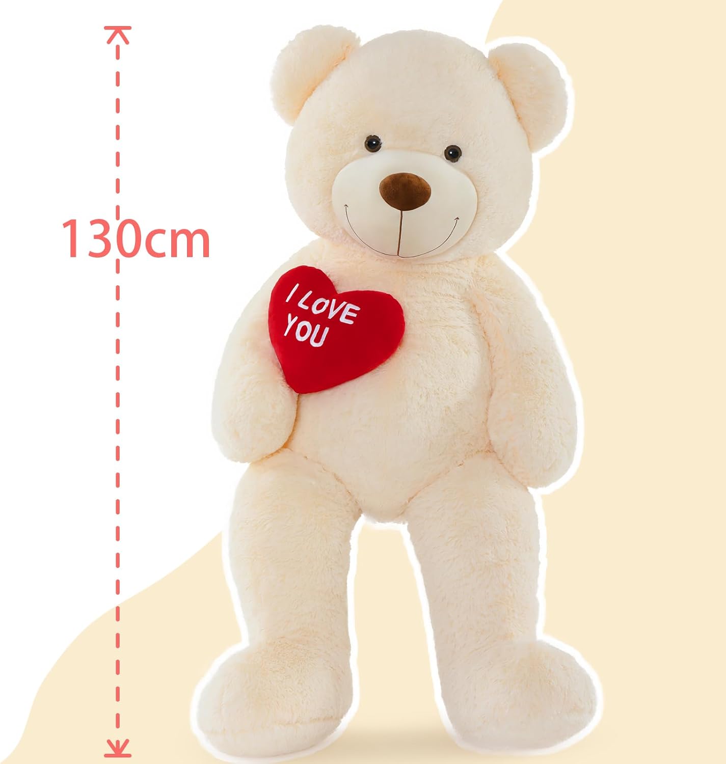 Detalle de MorisMos 130 cm Orso Peluche Gigante con I Love You – Compagno XXL Morbido e Adorabile