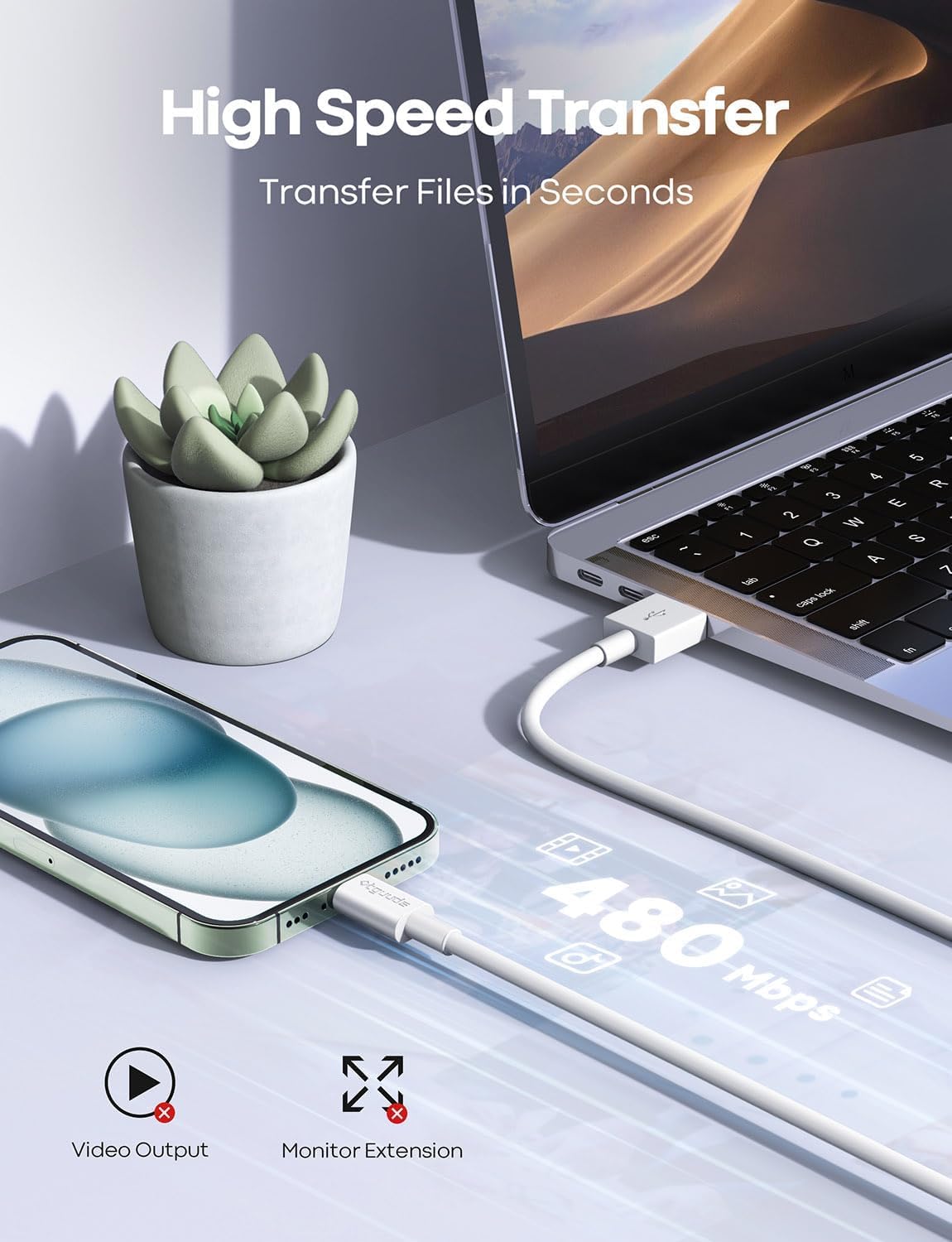 Detalle 2 de Car CarPlay Cable for iPhone 17 — 6FT