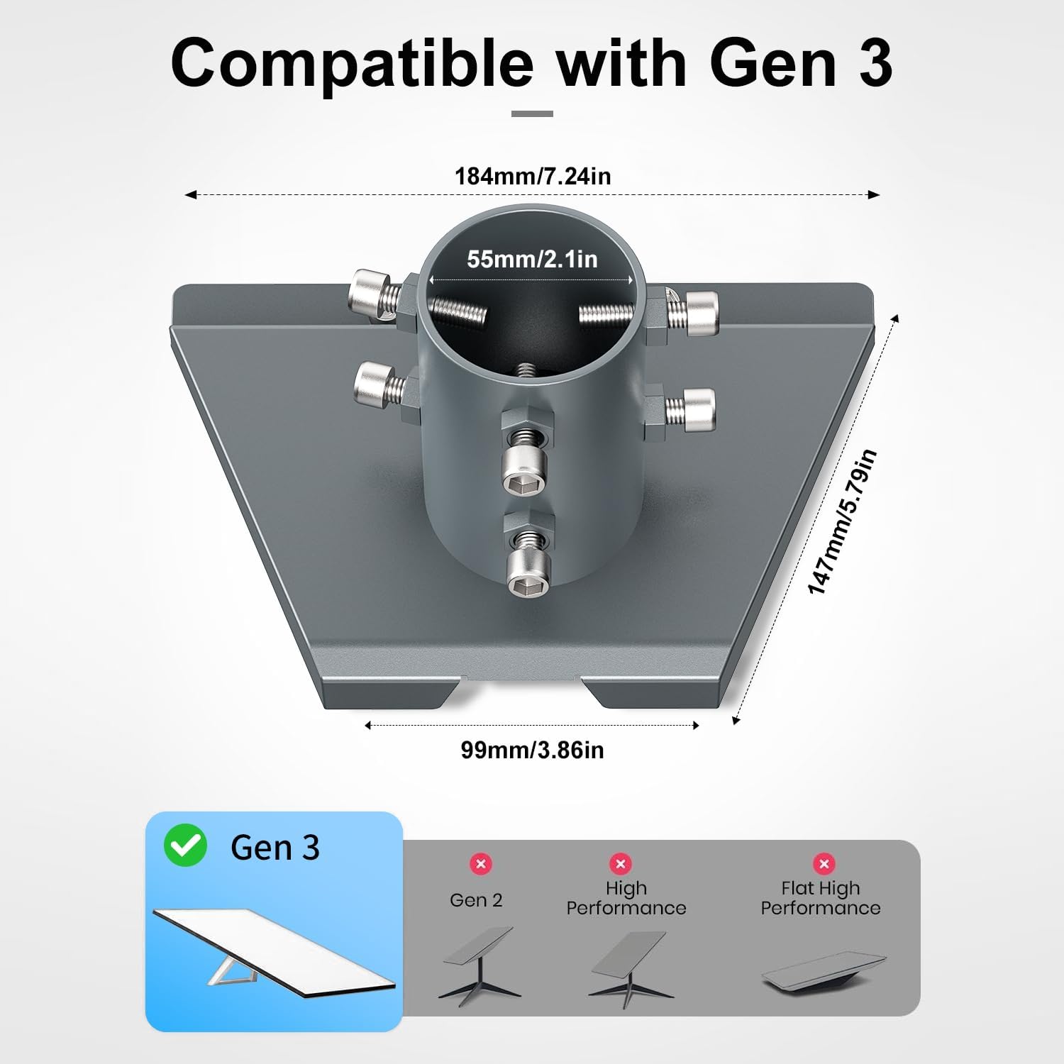 Detalle de Starlink-compatible dish mount for Standard 4/4X/V3