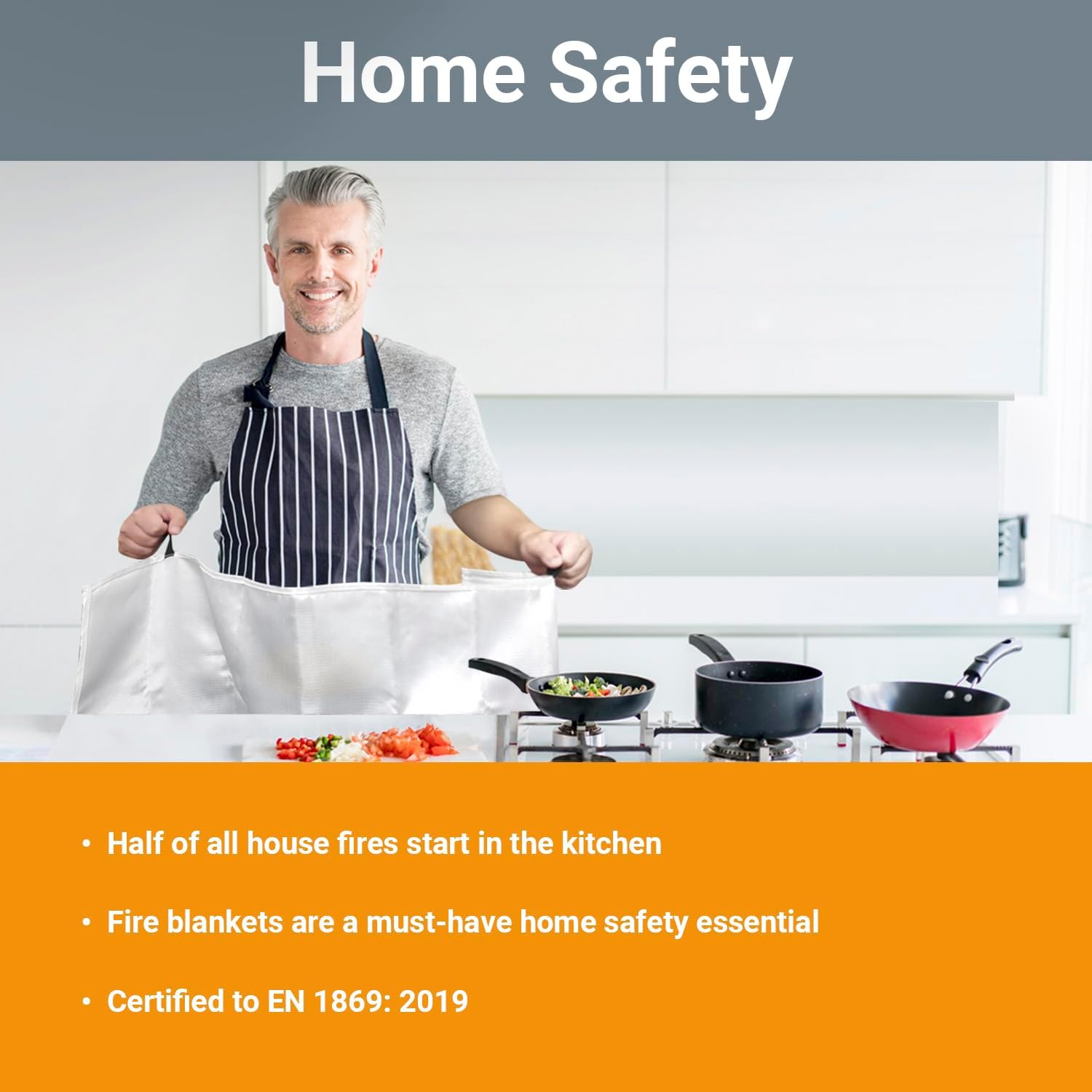 Thumbnail 2 de FireAngel 1 x 1 m Fire Blanket with Hard, Wipe-Clean Cover for Kitchen, Home and Caravan