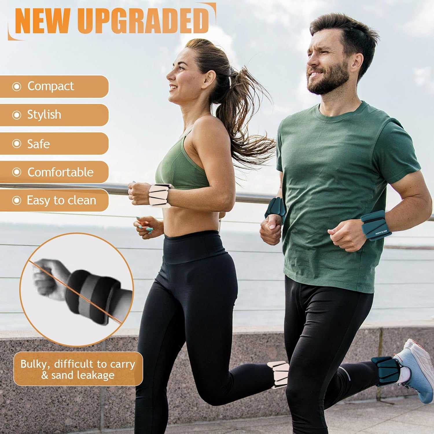 Detalle de BECOJADDE Ankle Weights Set of 2 – Adjustable 1/2/3 lb per weight for versatile workouts
