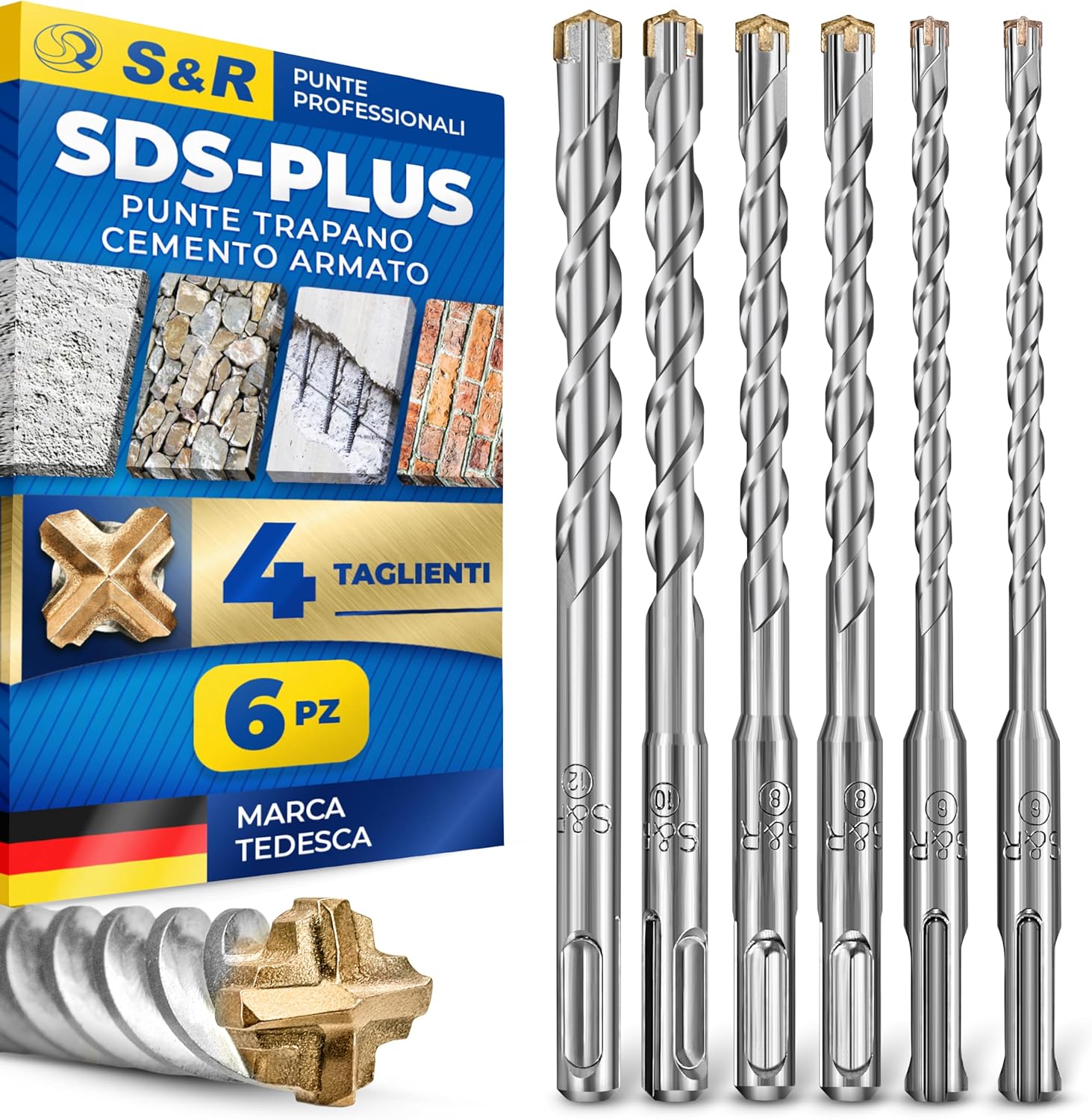 S&R Set Punte SDS-Plus Ø 6/8/10/12 160 mm
