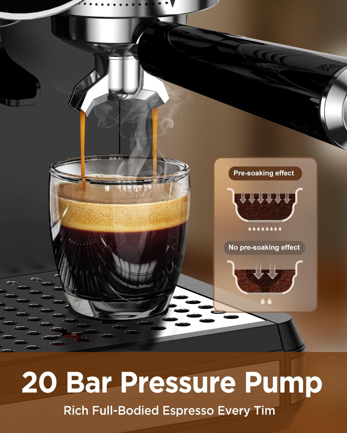 Detalle de Spacekey Espresso Machine with Grinder, 30 Grind Settings