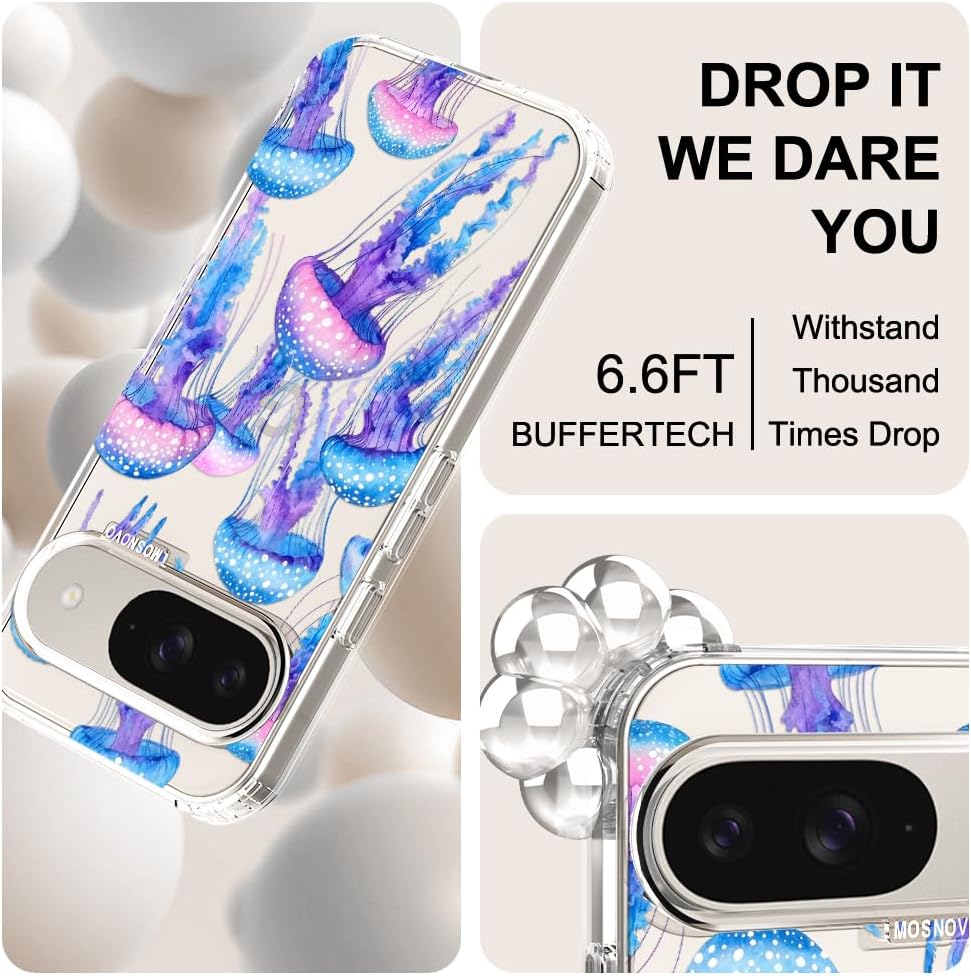 Thumbnail 5 de MOSNOVO Clear Case for Google Pixel 9 / Pixel 9 Pro – Mystic Jellyfish Design