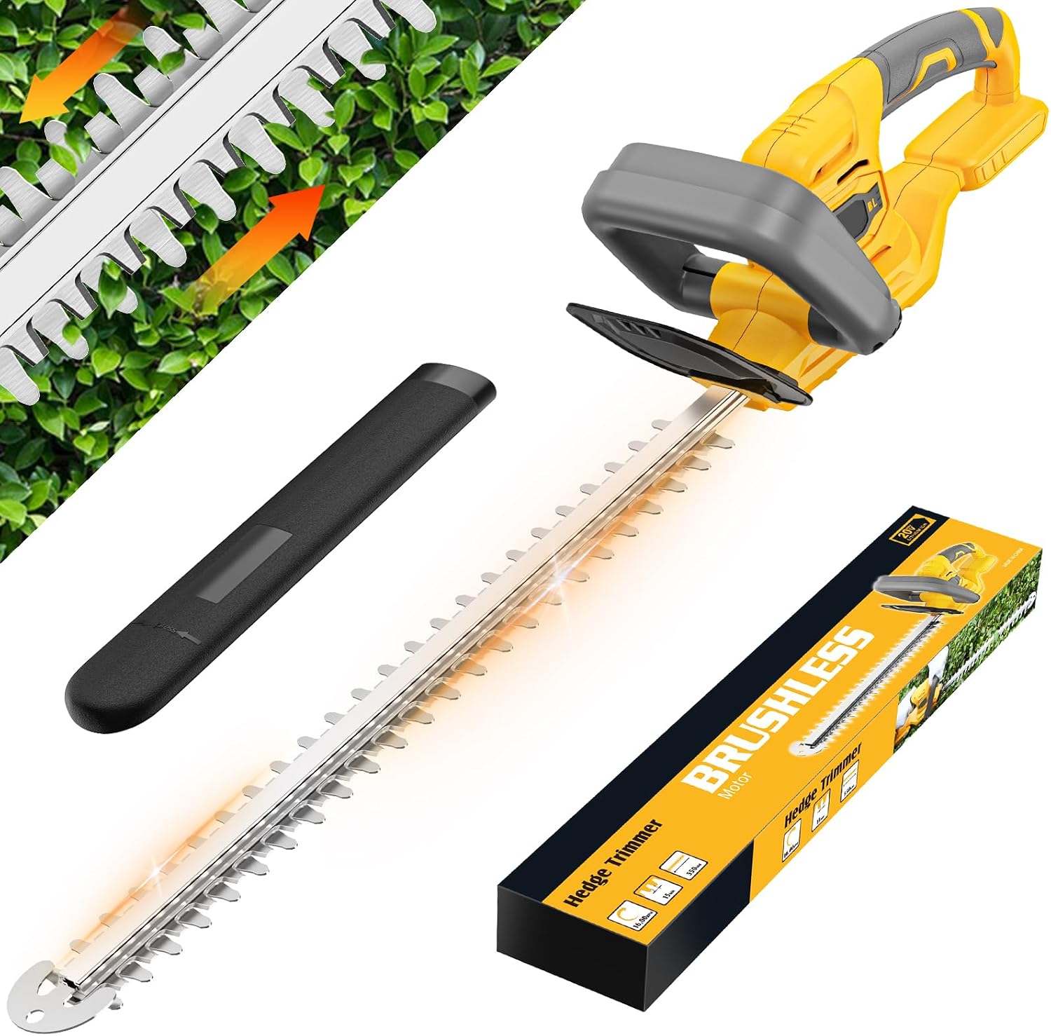 Detalle de TAIRDA Cordless Hedge Trimmer, 22-inch Dual-Action Blade, Brushless Motor