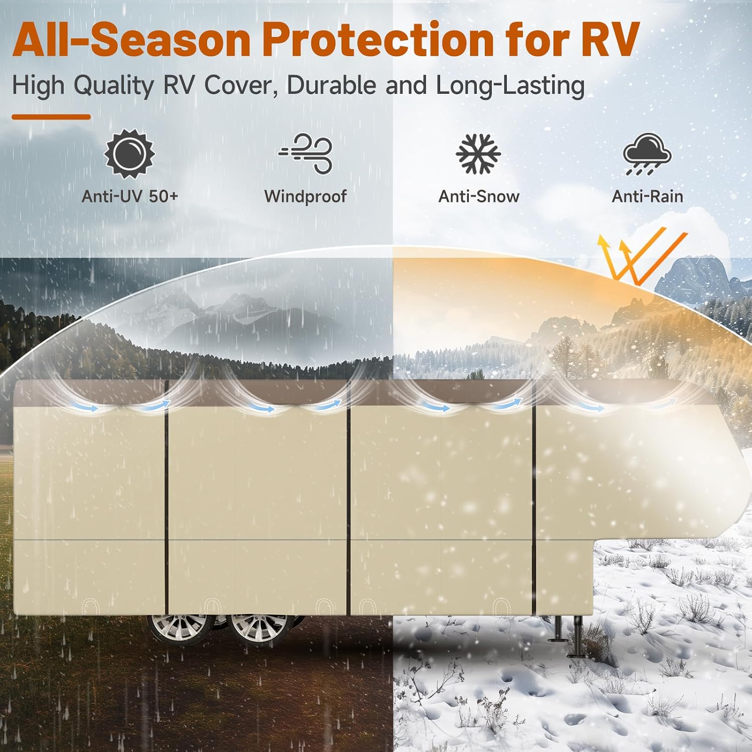 Thumbnail 3 de Umbrauto 5th Wheel RV Cover 40'–44' | Upgraded 9-Layer Top Waterproof & Windproof
