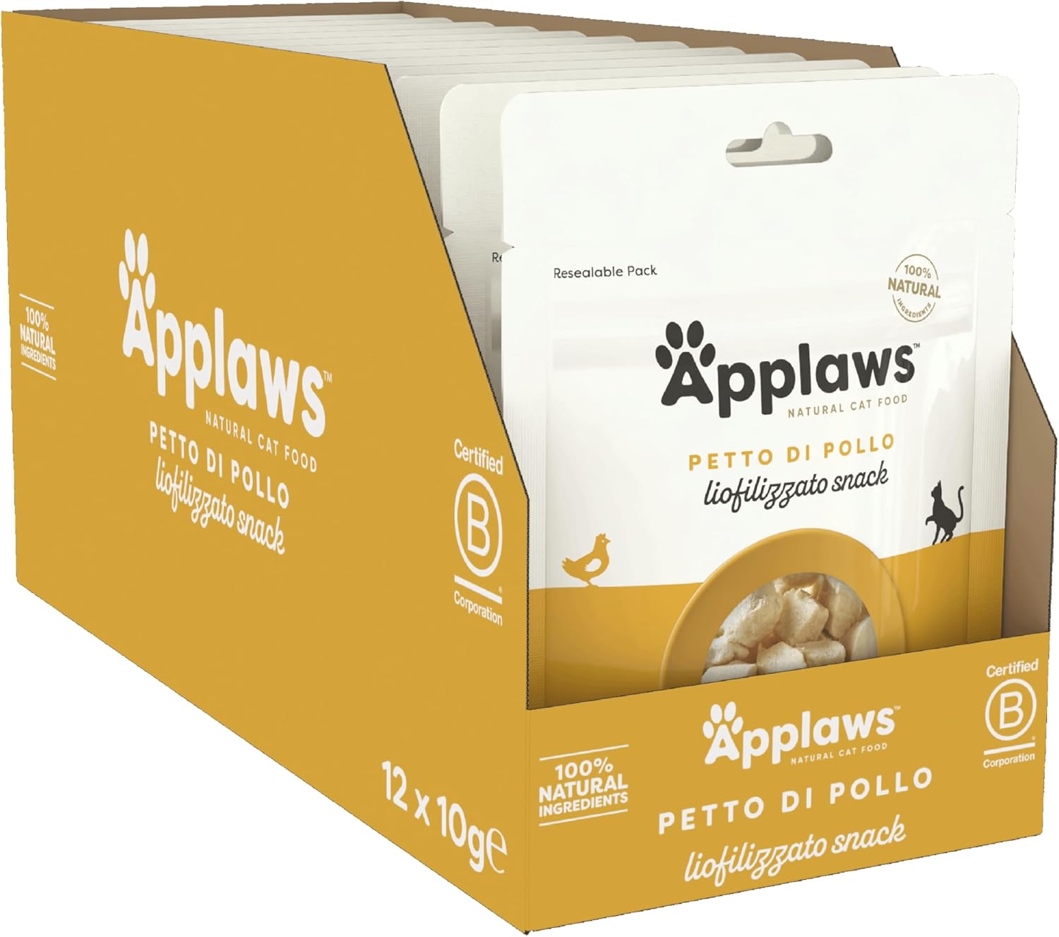 Detalle de Applaws Snack Naturali al 100% per Gatti – Filetto di Tonno Liofilizzato, Confezione da 12 x 10g