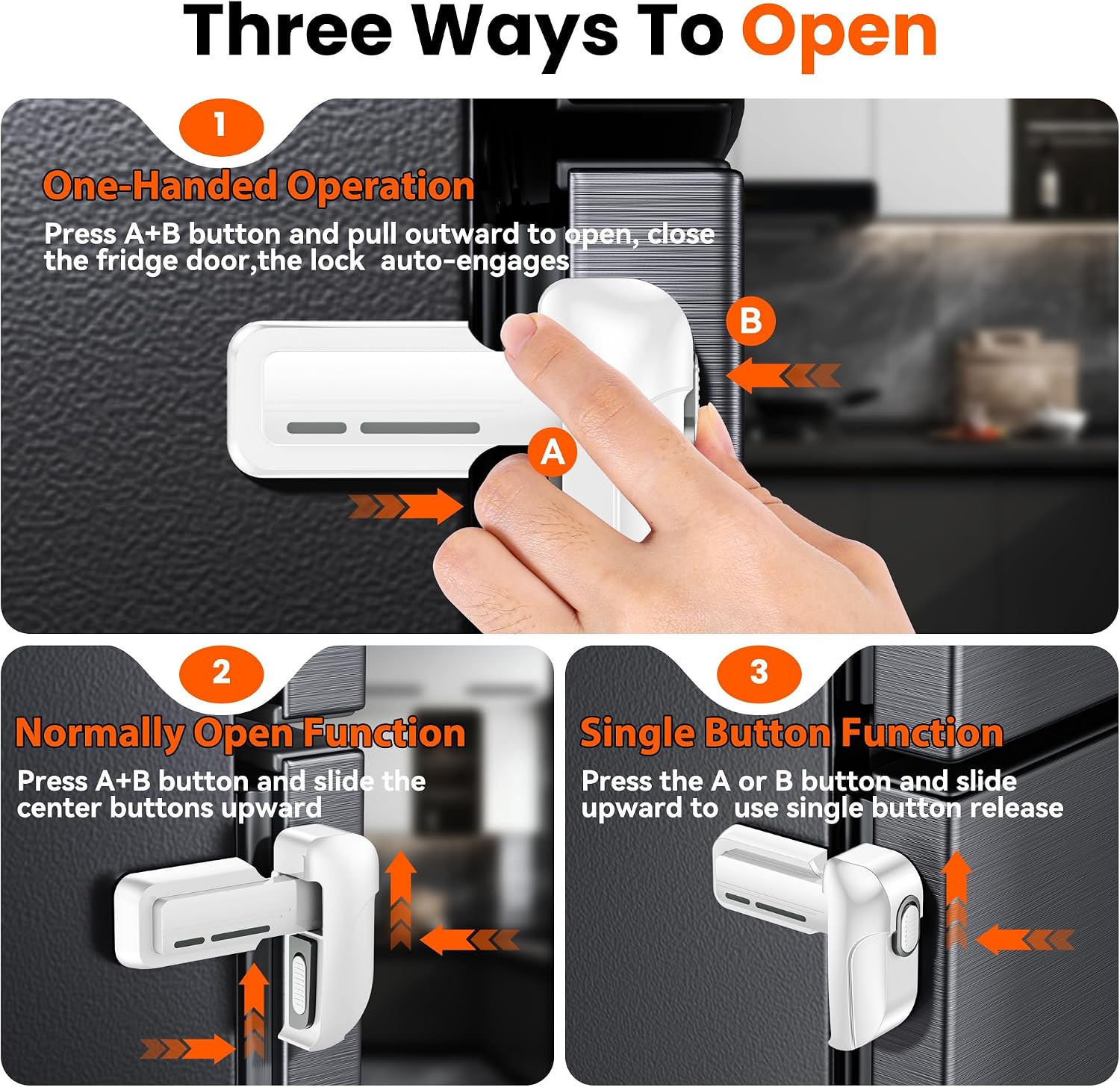 Detalle 2 de 2 Pack Fridge Locks (White) – child-proof refrigerator door locks with one-handed release