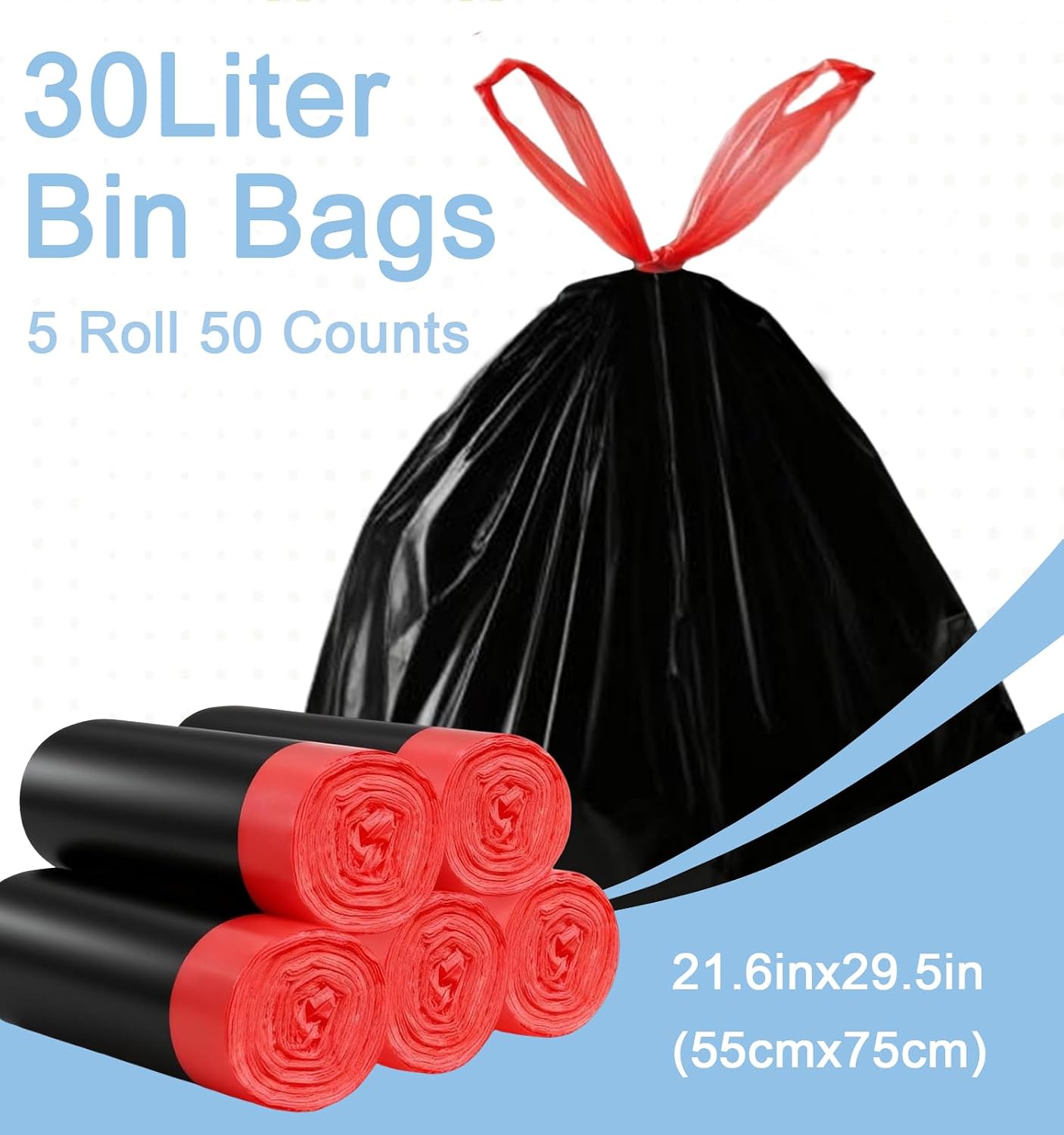 Thumbnail 5 de XIYOO 30L Black Bin Bags 50 Count