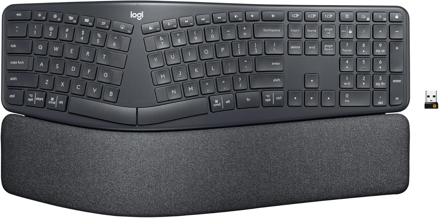 Detalle de Logitech Ergo K860 Wireless Ergonomic Split Keyboard with Wrist Rest