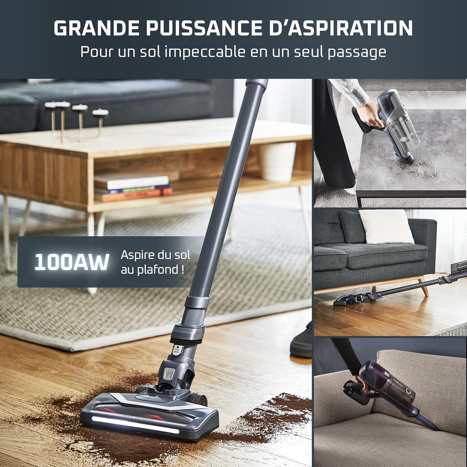 Detalle de Rowenta X-Pert 6.60 RH6836EO aspirateur balai sans fil multifonction 100W, autonomie jusqu’à 45 min