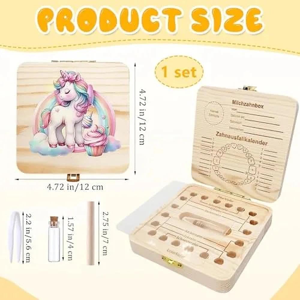 Thumbnail 1 de Zahnfee Geschenke Mädchen – Zahndose Milchzähne Box aus Holz, Einhorn Zahnschachtel, Aufbewahrungsbox