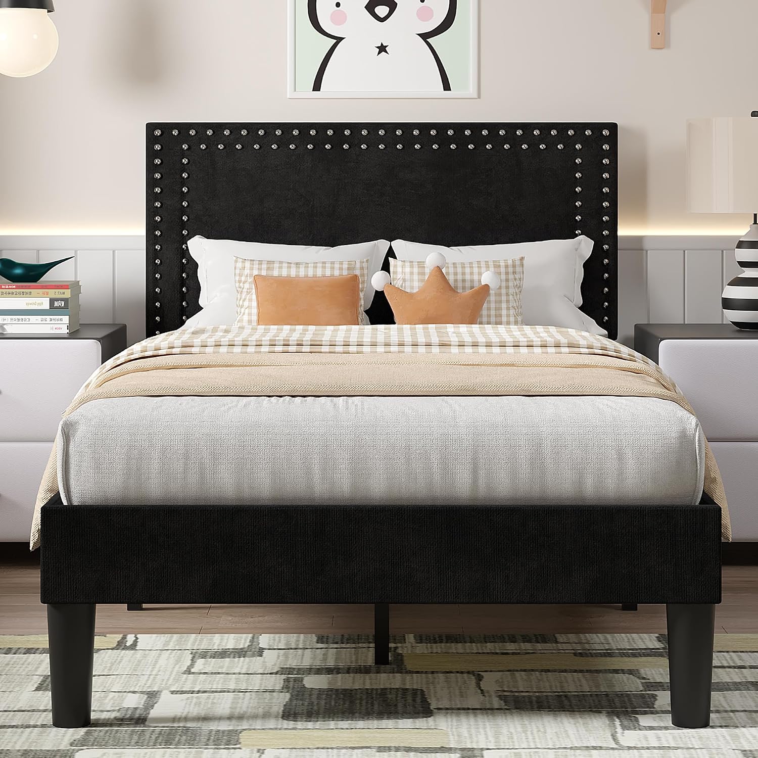 Detalle de VECELO Twin Platform Bed Frame