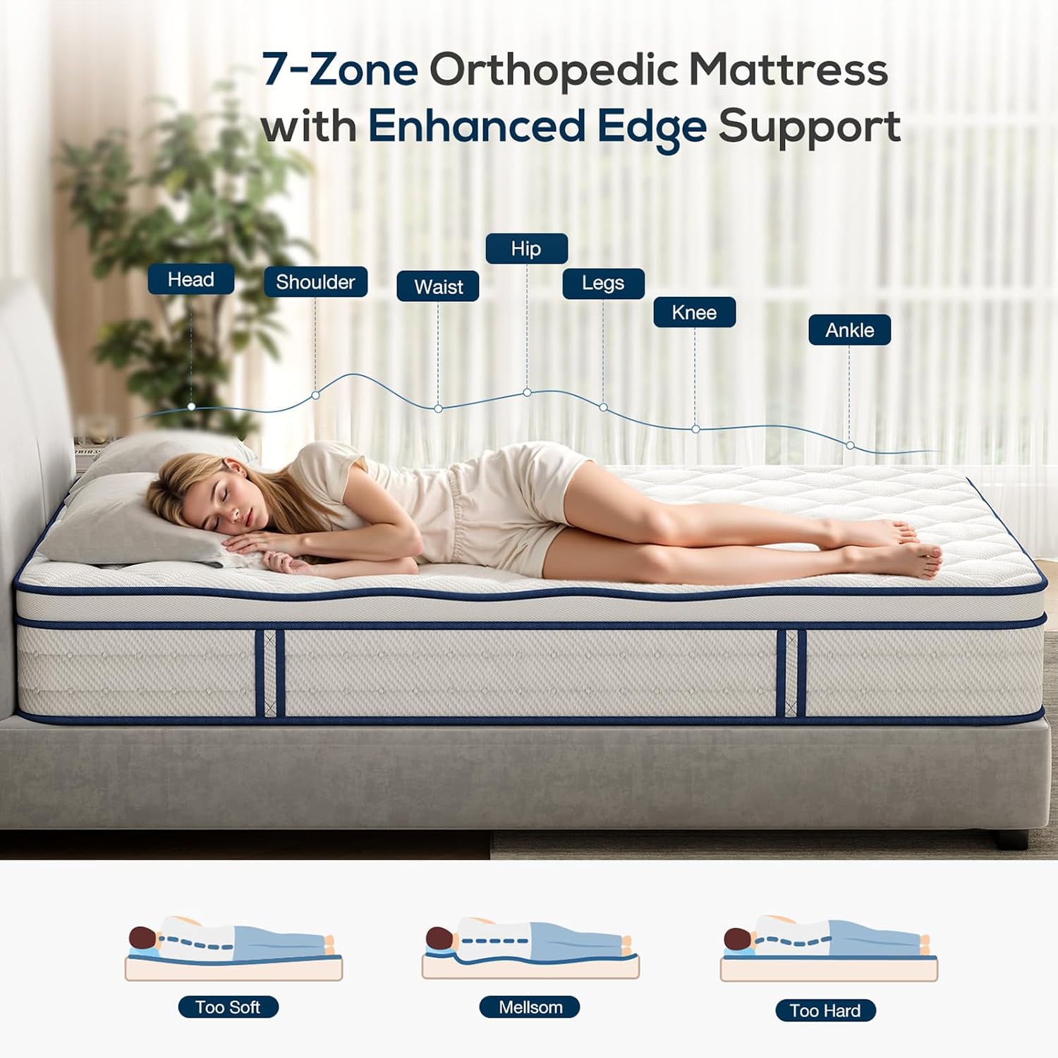 Thumbnail 5 de Mellsom 3ft Single Hybrid Mattress review: memory foam with 7‑zone pocket springs for back support