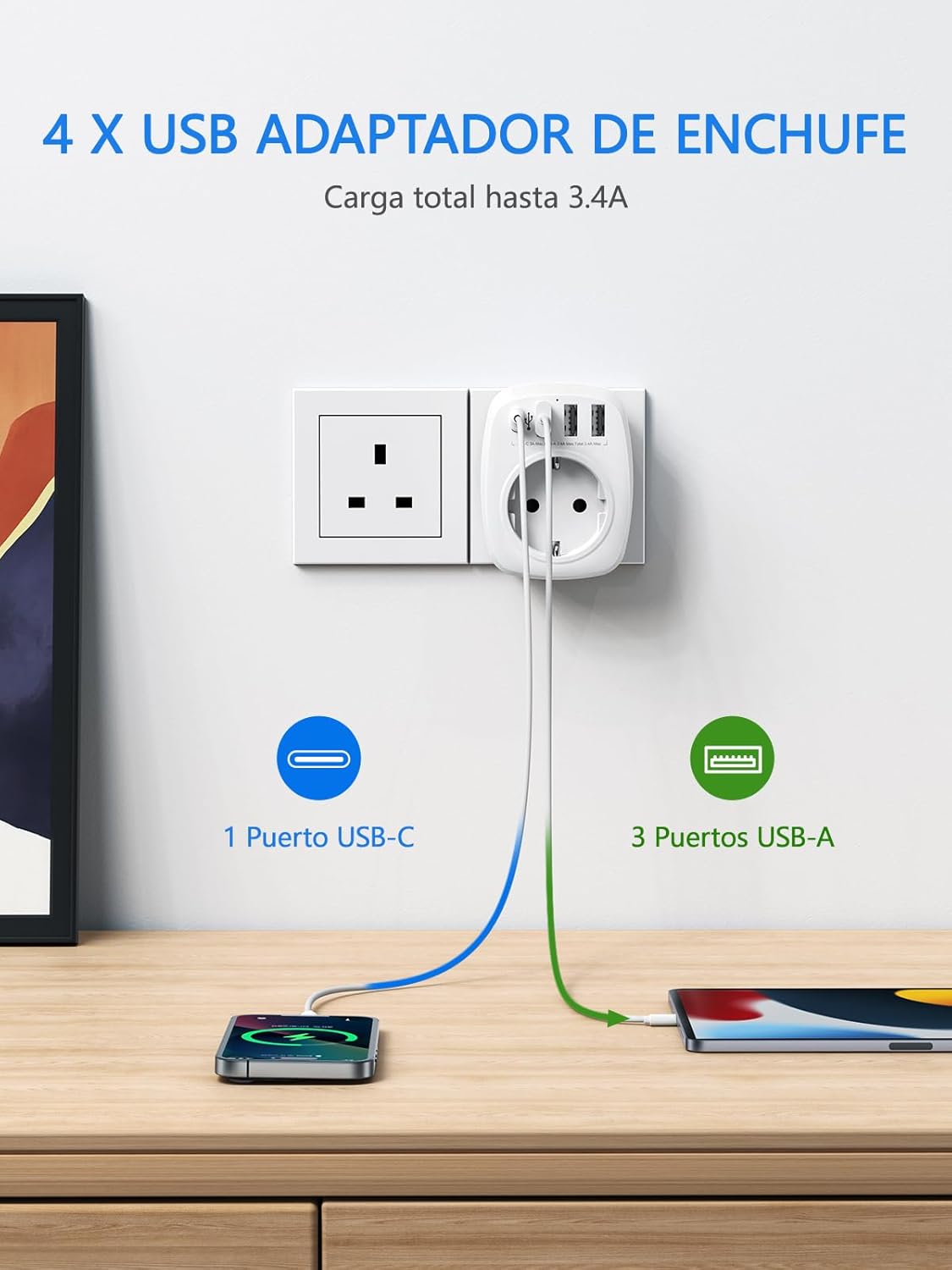 Thumbnail 3 de LENCENT Adaptador Enchufe UK 3250W