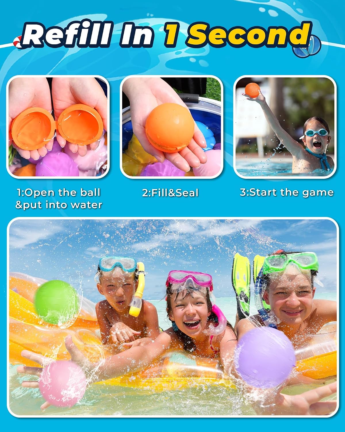 Thumbnail 1 de Smasiagon 8 PC Reusable Magnetic Water Balloons – Safe, Quick-Fill Silicone Water Bombs