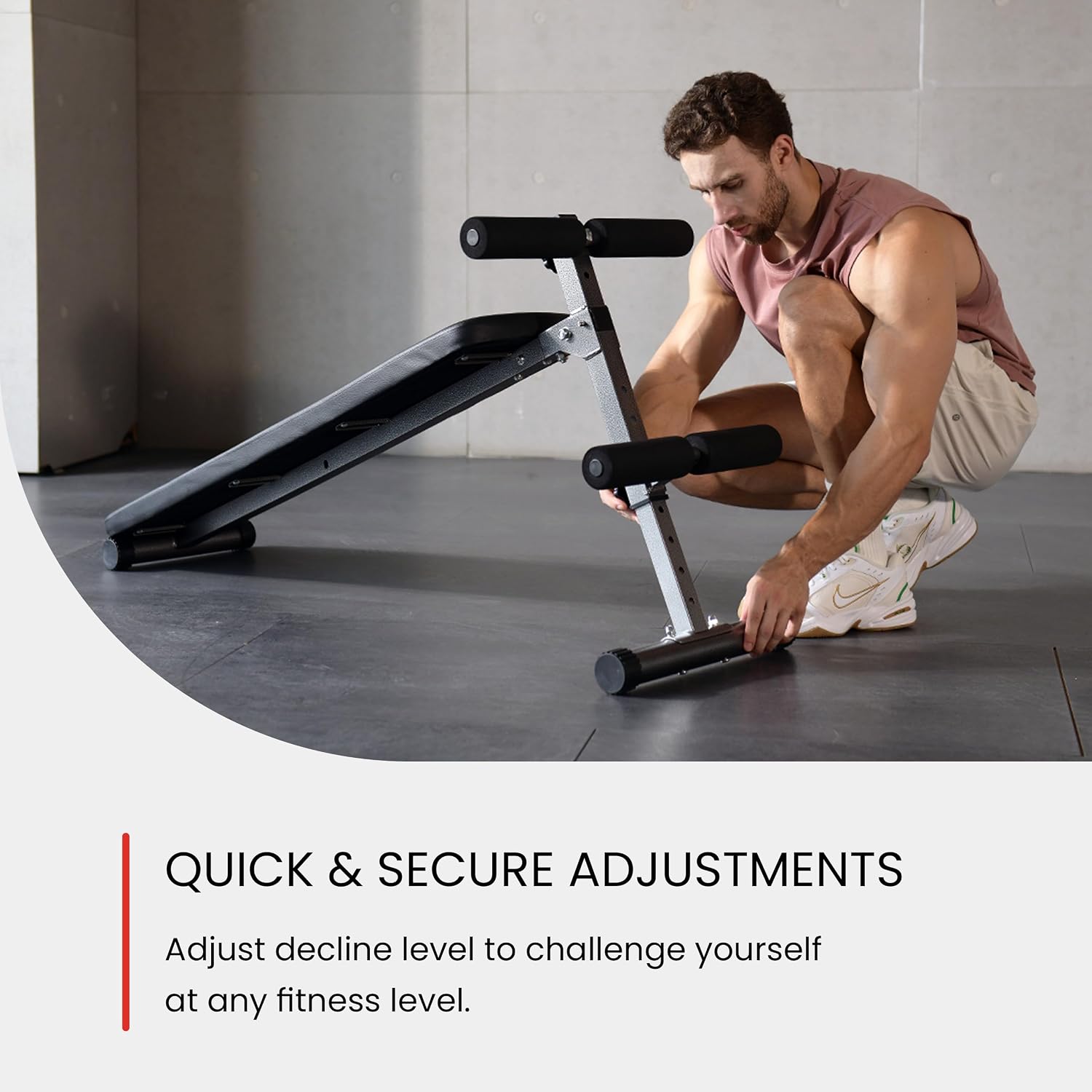 Detalle de Finer Form Adjustable Sit-Up and Decline Bench, Extra-Long Backrest, 660 lb Capacity