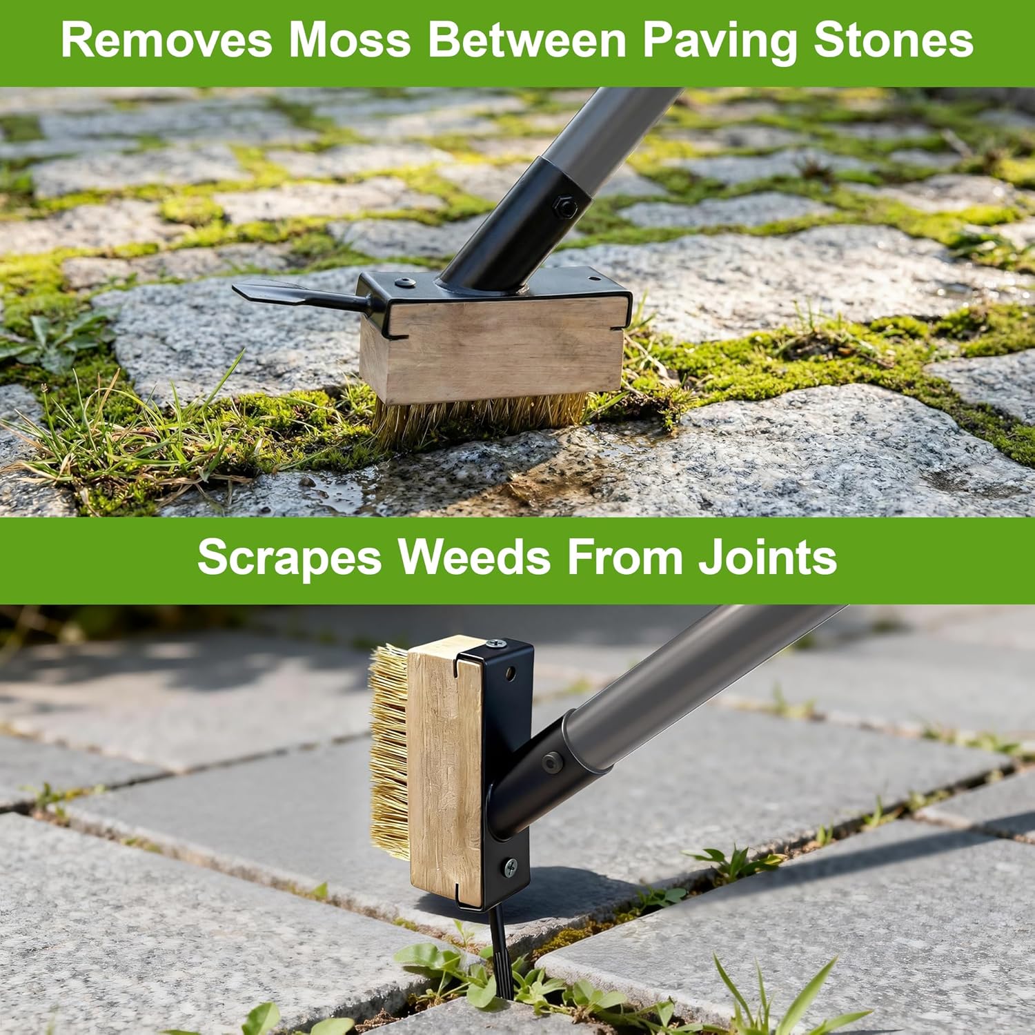 Thumbnail 4 de Draome Weed Removal Brush & Moss Remover Tool Set – 2 Sets with Replaceable Heads and 63" Reach