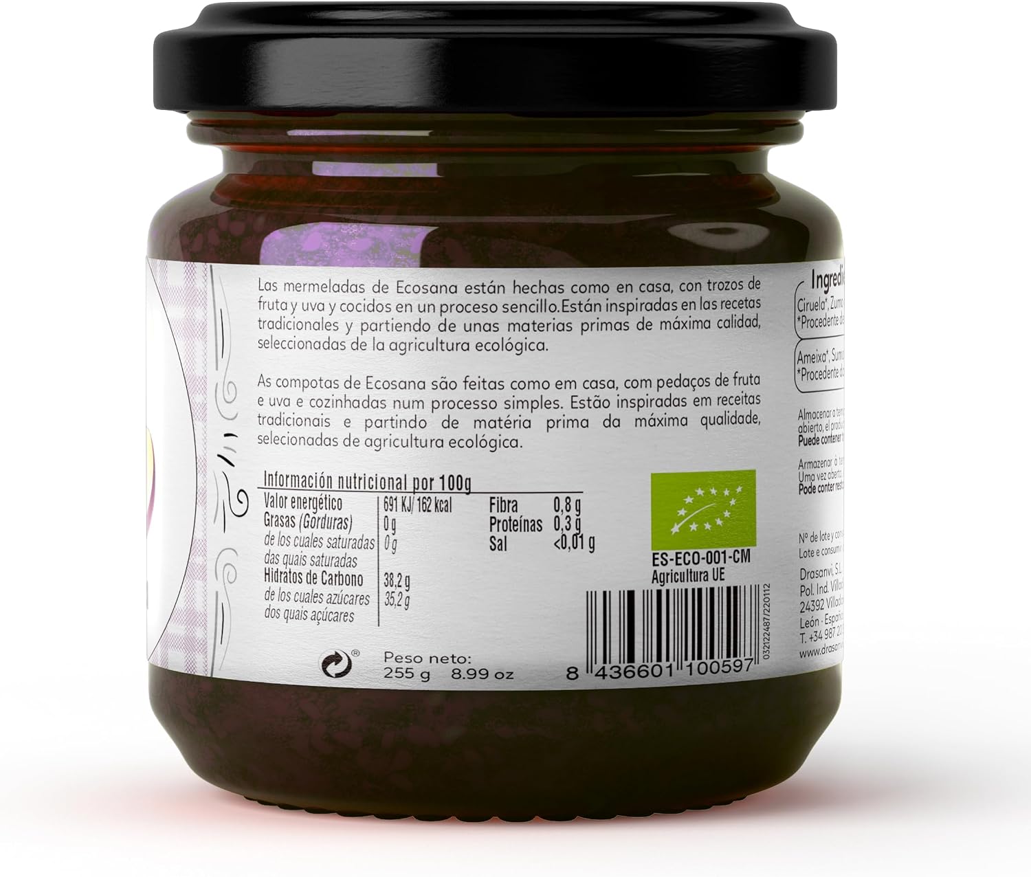 Detalle de ECOSANA MERMELADA EXTRA CIRUELA 250g 🍯
