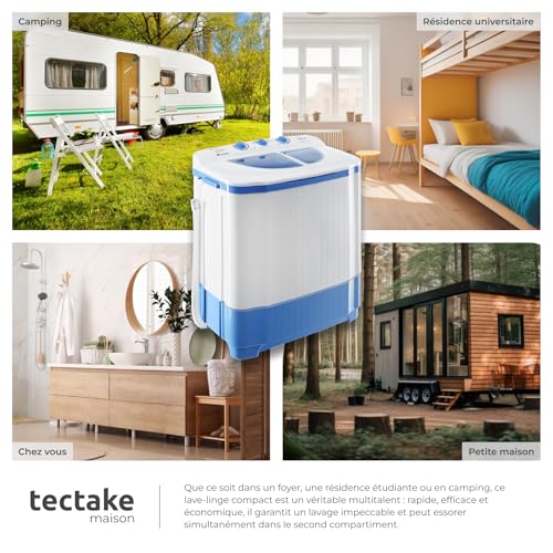 Thumbnail 6 de tectake Mini Machine à laver Portable 2 en 1: lavage et essorage compact pour étudiant et voyage