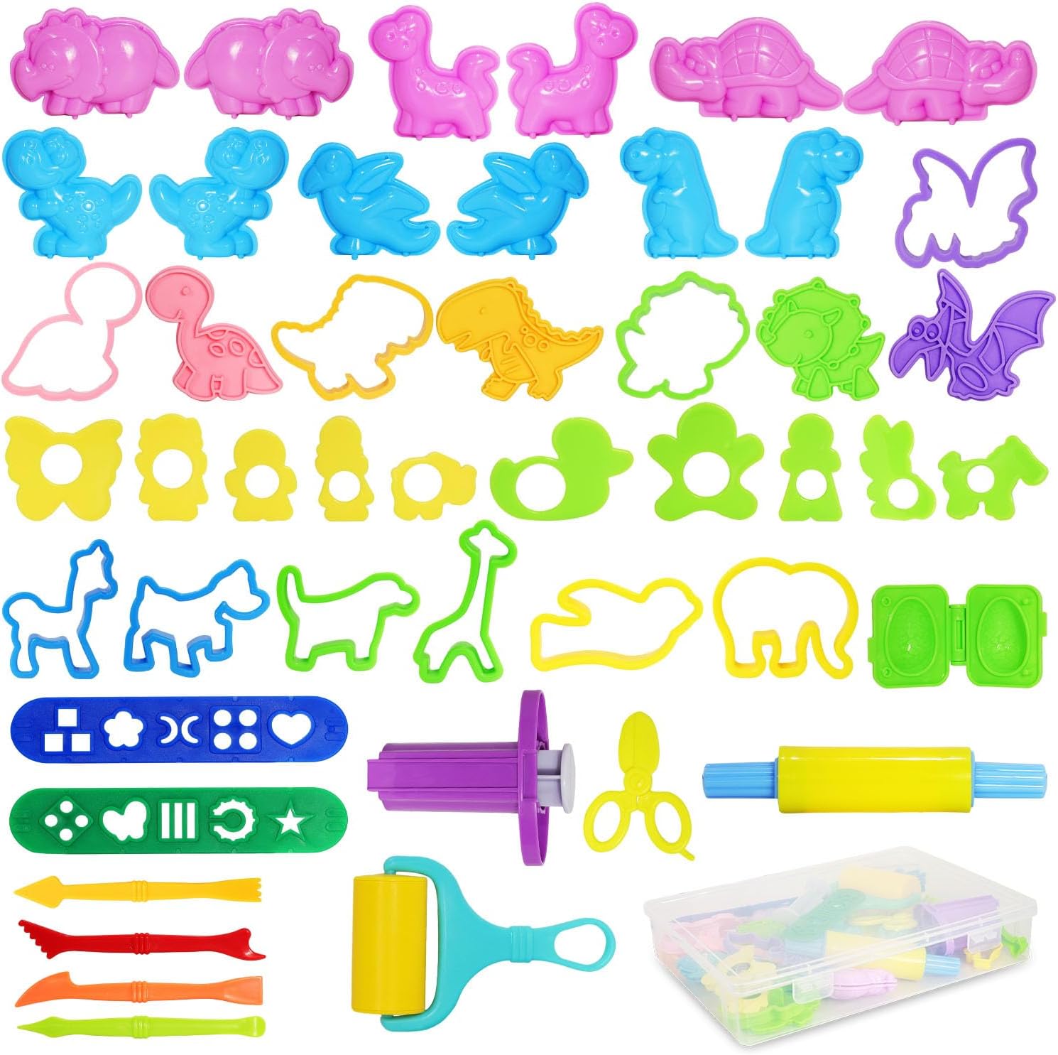 Detalle de Playdough Accessories Set: 47 Pcs Dino Dinosaur Tools & Cutters for Kids