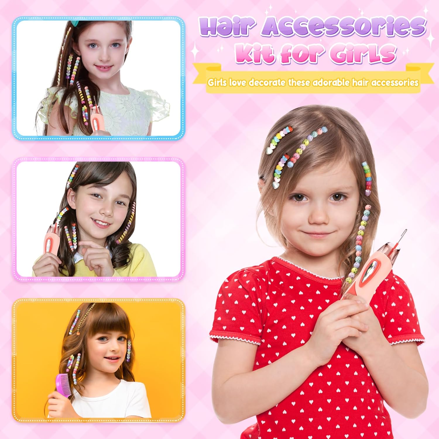 Thumbnail 4 de DIY Hair Princess Decoration Braiding Kit with Gems, Age 5-12 ๐