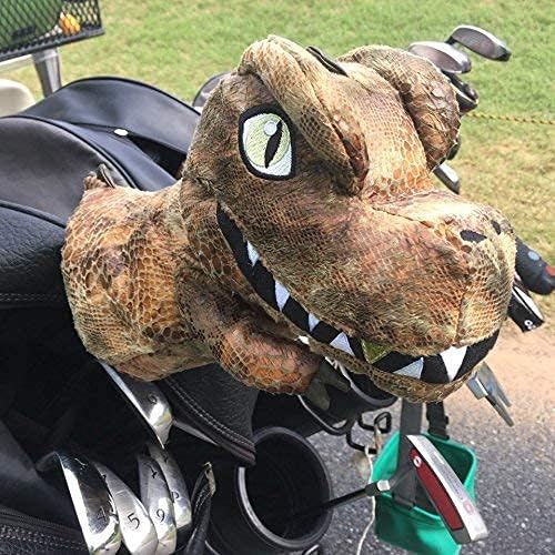Detalle 2 de dinofactory T-Rex 恐竜ドライバーヘッドカバー ポリエステル製・ウッドブラウン・460cc対応