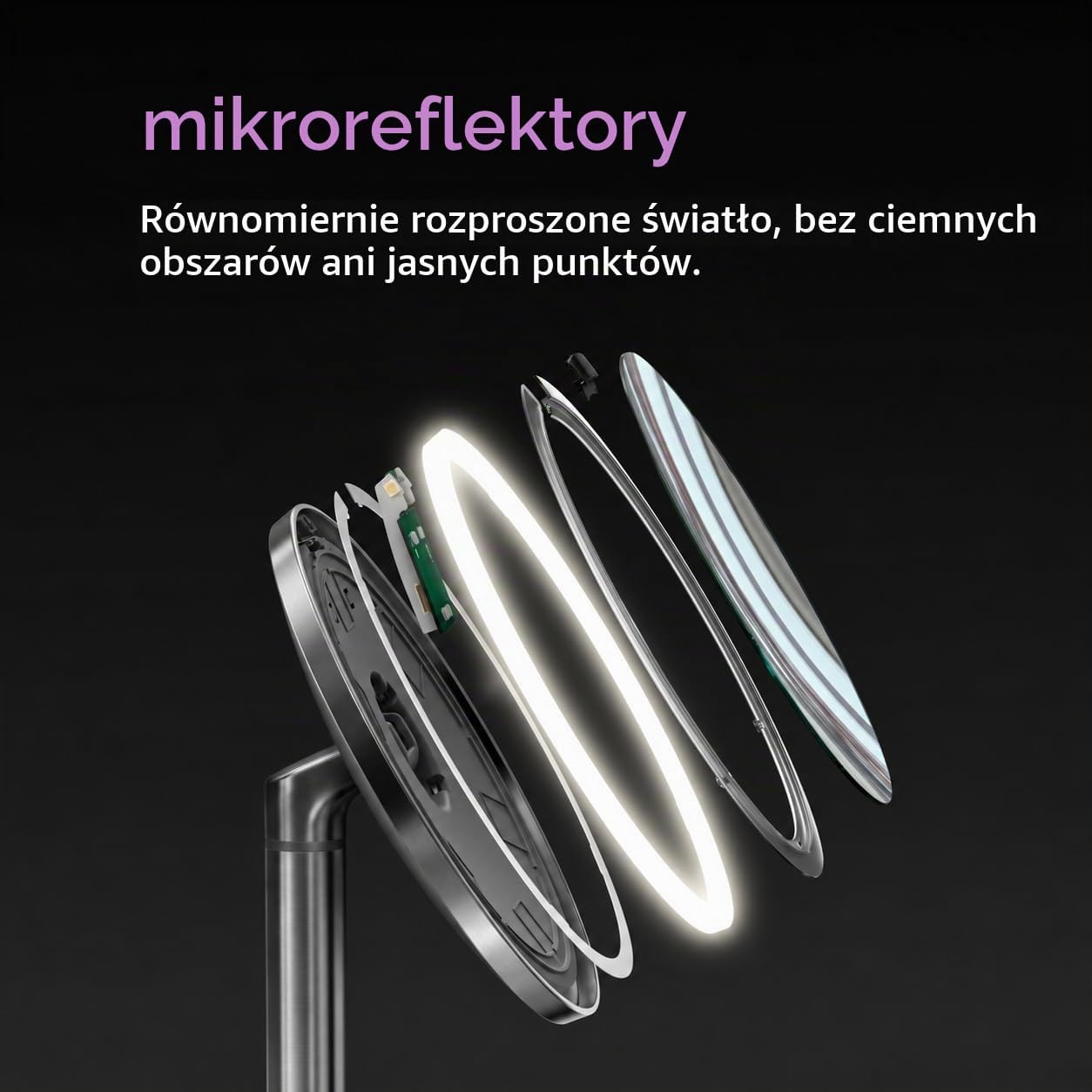 Detalle 2 de simplehuman ST3052 lusterko kosmetyczne 5x z czujnikiem i regulacją światła