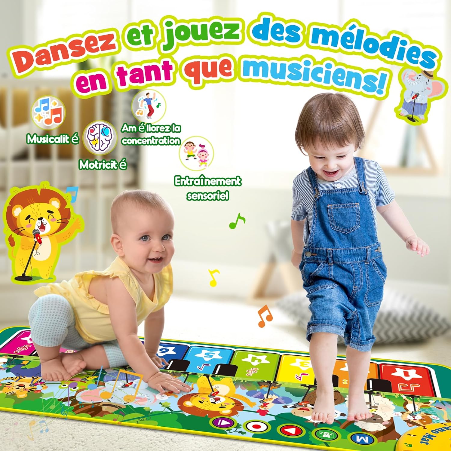 Thumbnail 2 de Gralal Tapis Piano Bébé 9 touches – 1 à 2 ans, 10 sons d’animaux et démos musicales