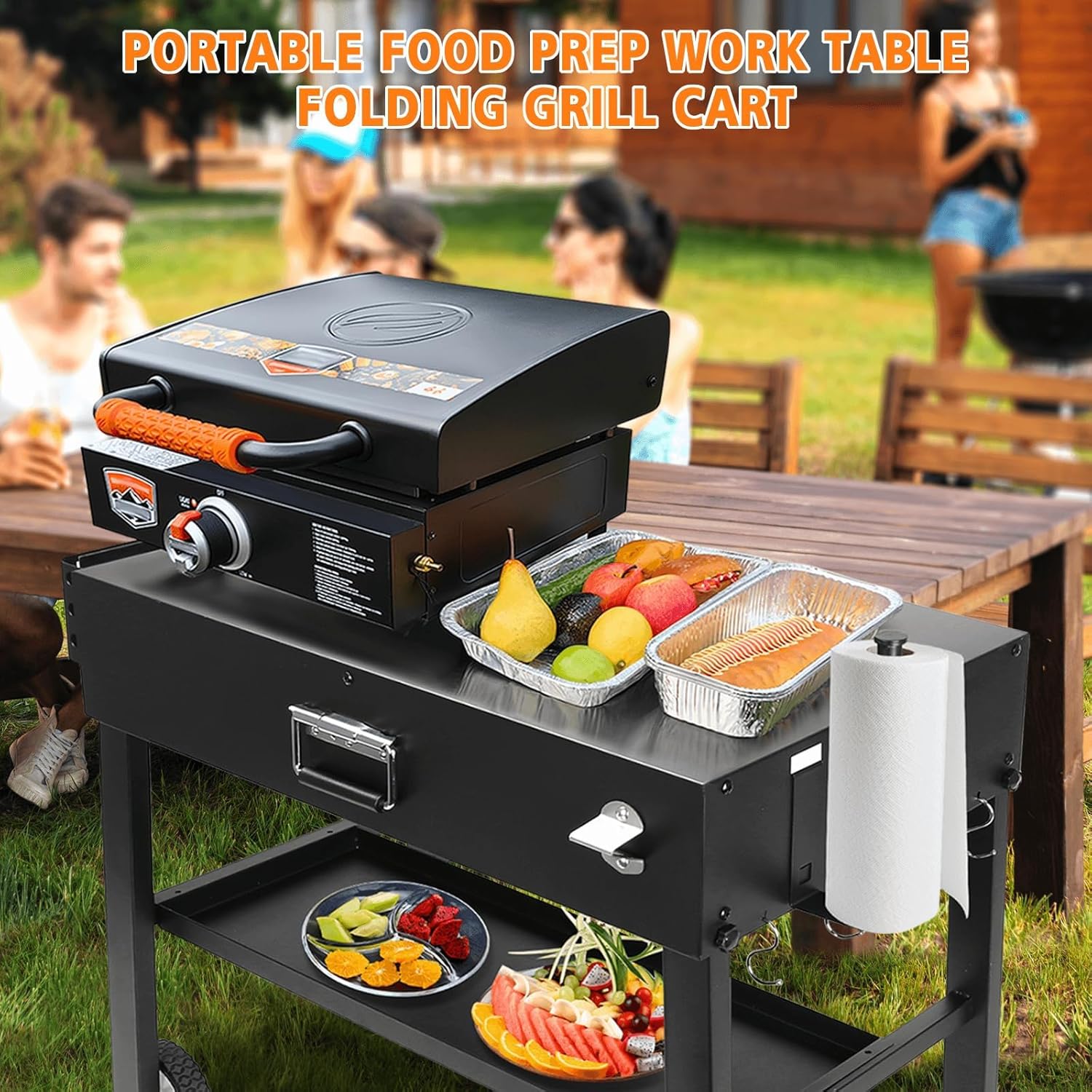 Thumbnail 6 de Hisencn Portable Outdoor Grill Table for Blackstone 43cm & 56cm Griddles – Foldable, Heavy-Duty Prep Cart with Storage