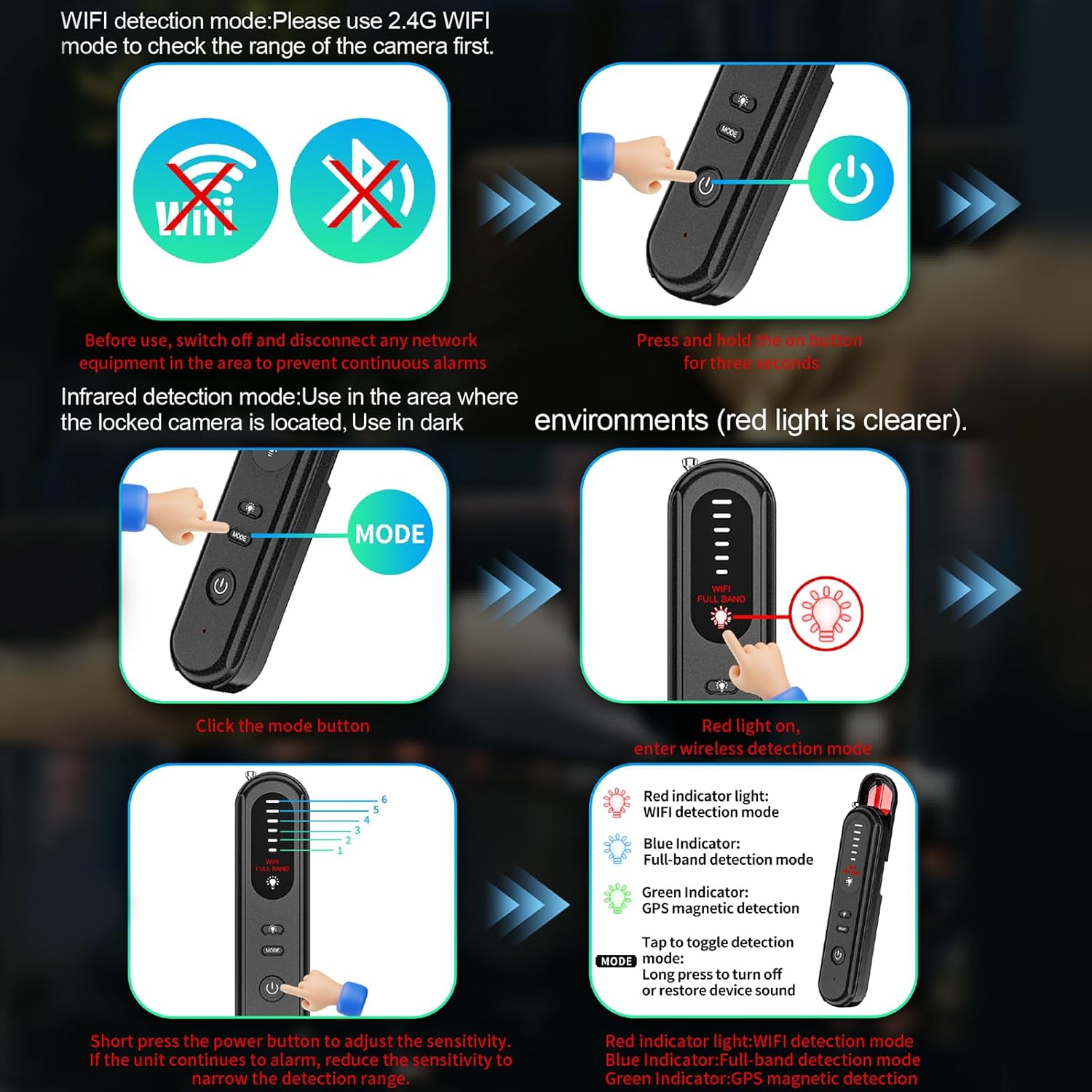 Thumbnail 1 de Aroeally Hidden Camera Detector for Travel 🕵️♀