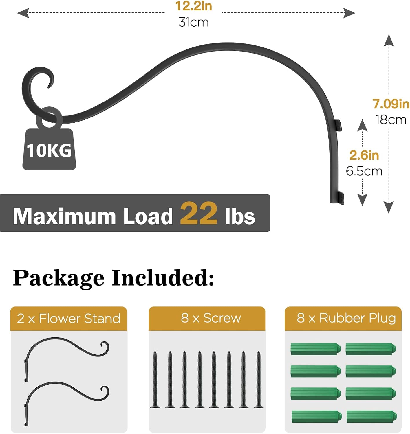 Detalle de Lewondr Wall-Mounted Plant Brackets, 12-inch