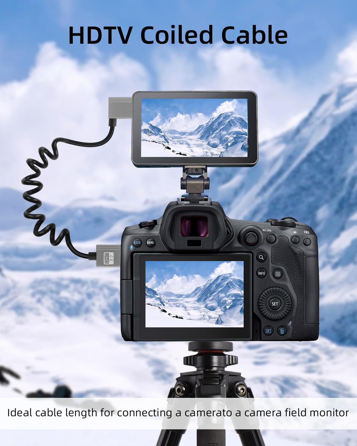 Thumbnail 2 de YANBORONSN 4K HDTV coiled cable (90 degree left angle) – spring spiral 2.2ft, supports 4K@60Hz