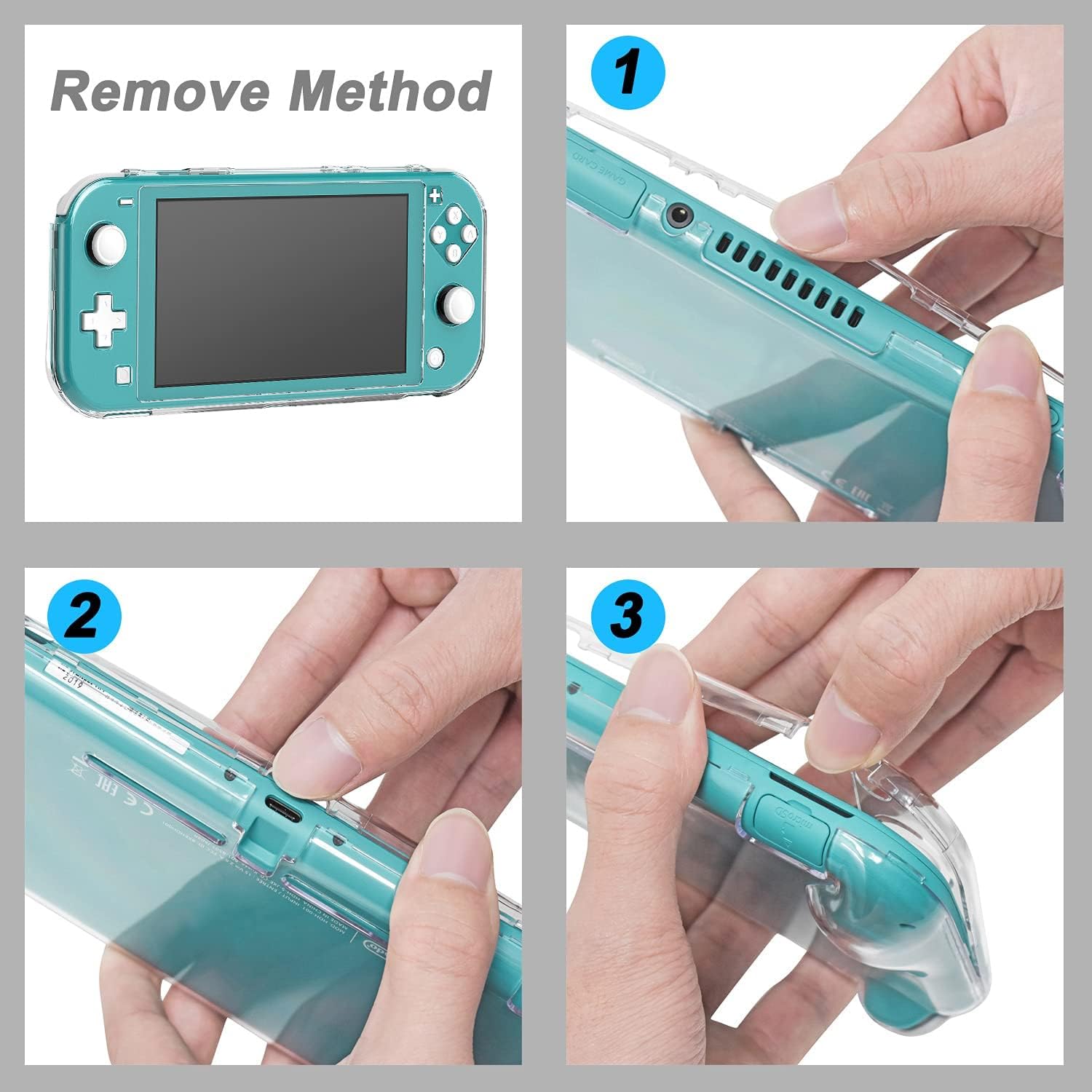 Detalle de Crystal Clear Cover Case for Switch Lite with Glass Screen Protector