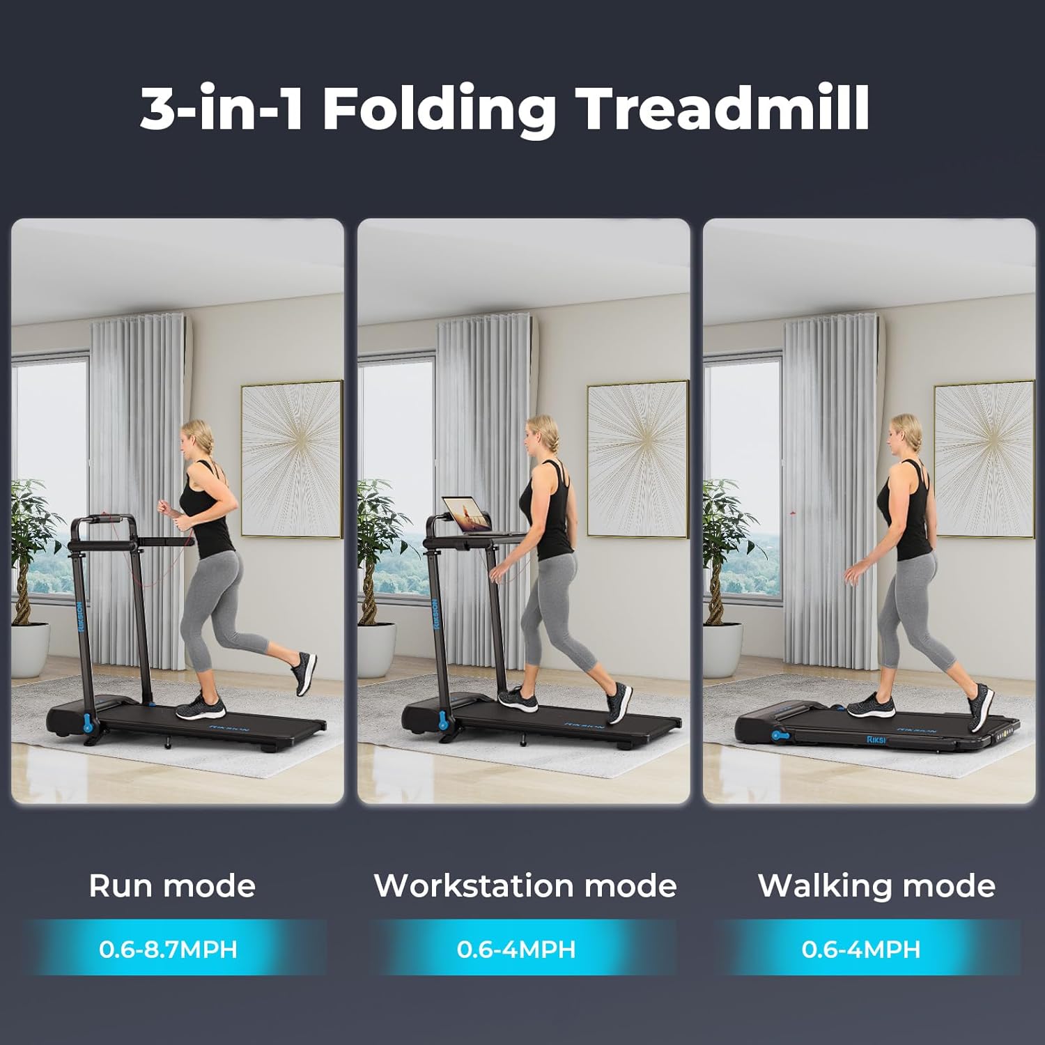 Thumbnail 5 de 3.0HP walking pad treadmill 10% incline