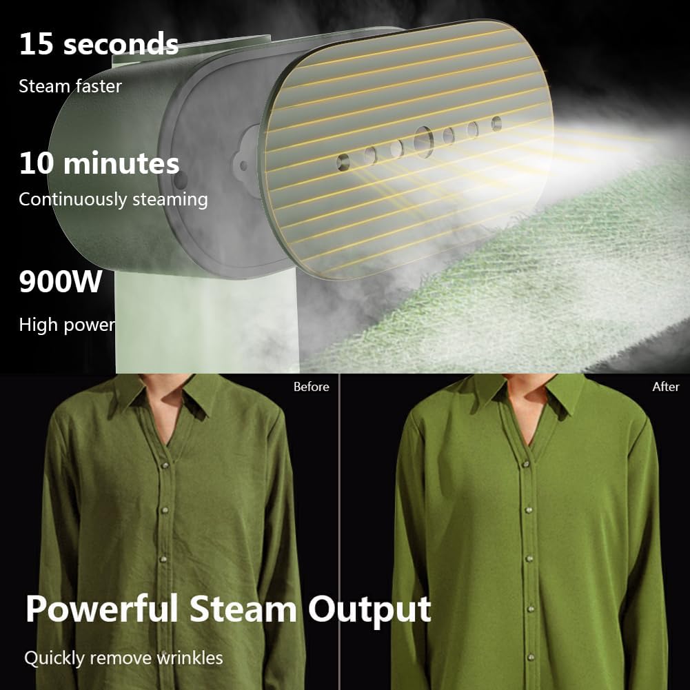 Detalle de Nexdoo G6 Steamer for Clothes Portable 2-in-1 Travel Steamer Iron (Green) — 0.7 lbs