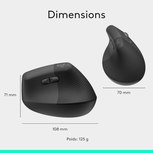Thumbnail 10 de Logitech Lift Souris Ergonomique Verticale — confort durable pour droitiers, petites et moyennes mains