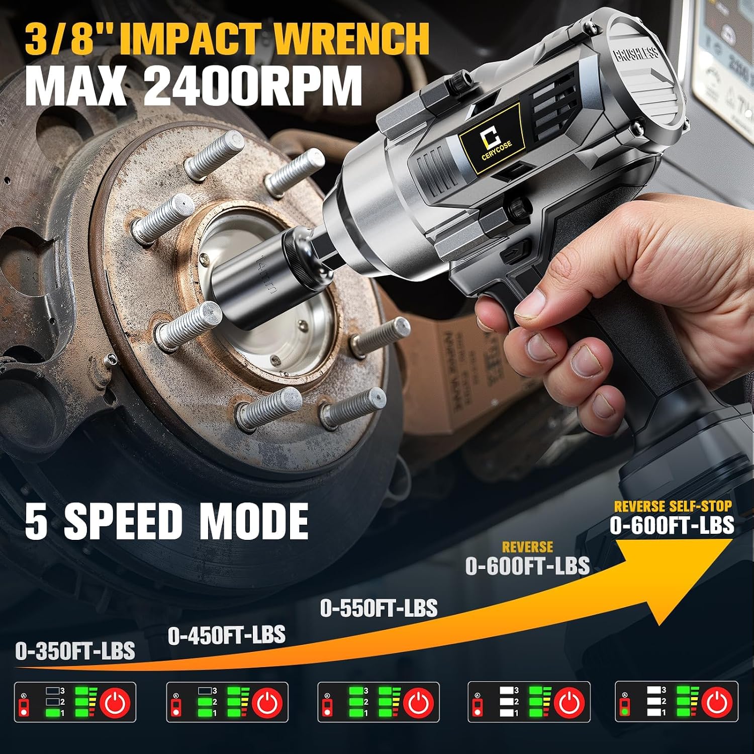 Thumbnail 4 de Cerycose Cordless Impact Wrench 600 Ft-lbs