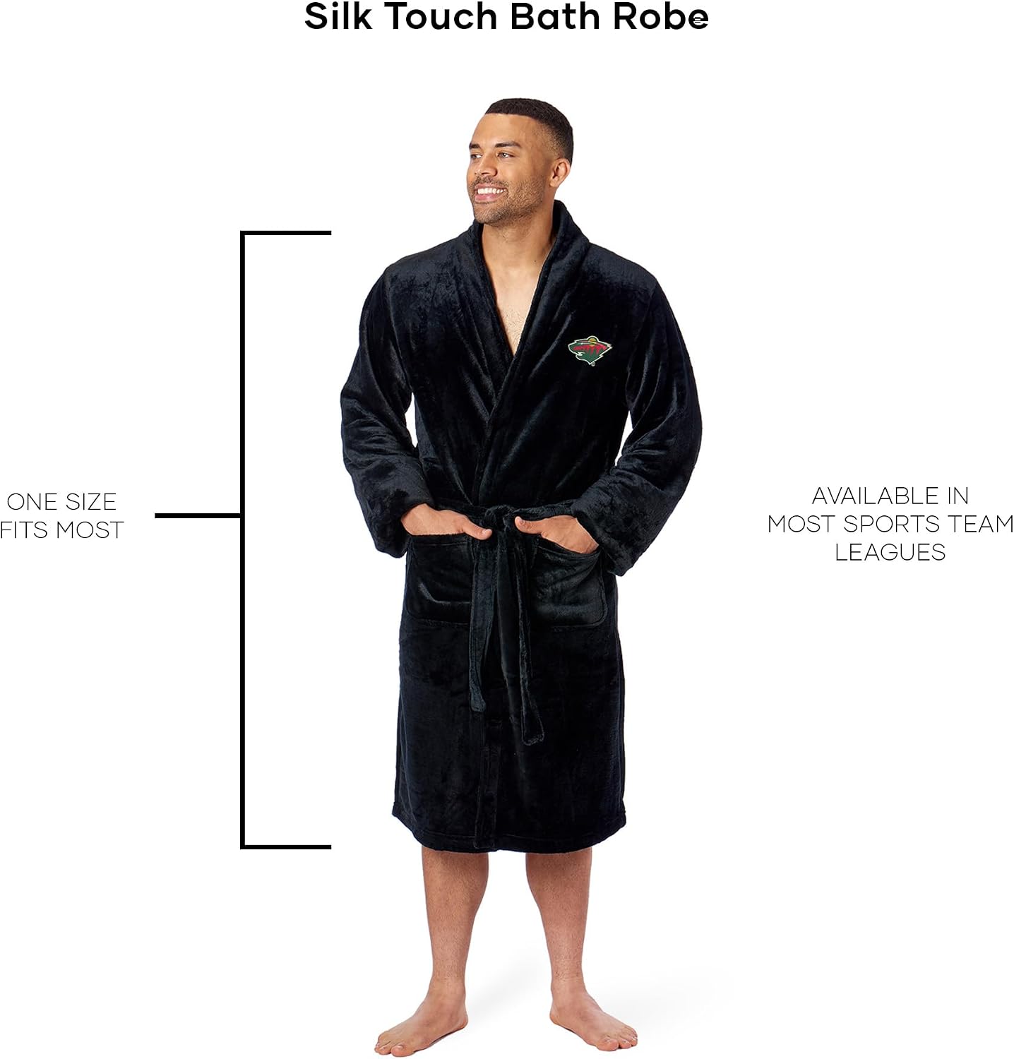 Detalle 1 de Northwest NHL Silk Touch Bath Robe (Large/X-Large) with Embroidered Team Logo