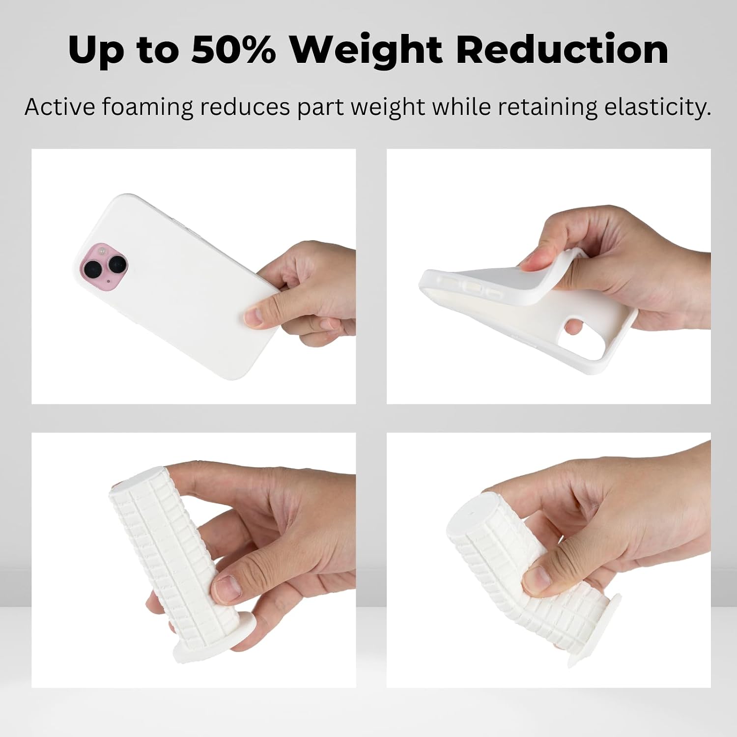 Detalle de Siraya Tech Flex TPU Air (Weiß) – leichtes, aktiv schäumendes TPU-Filament mit einstellbarer Härte 65A–82A (1 kg)