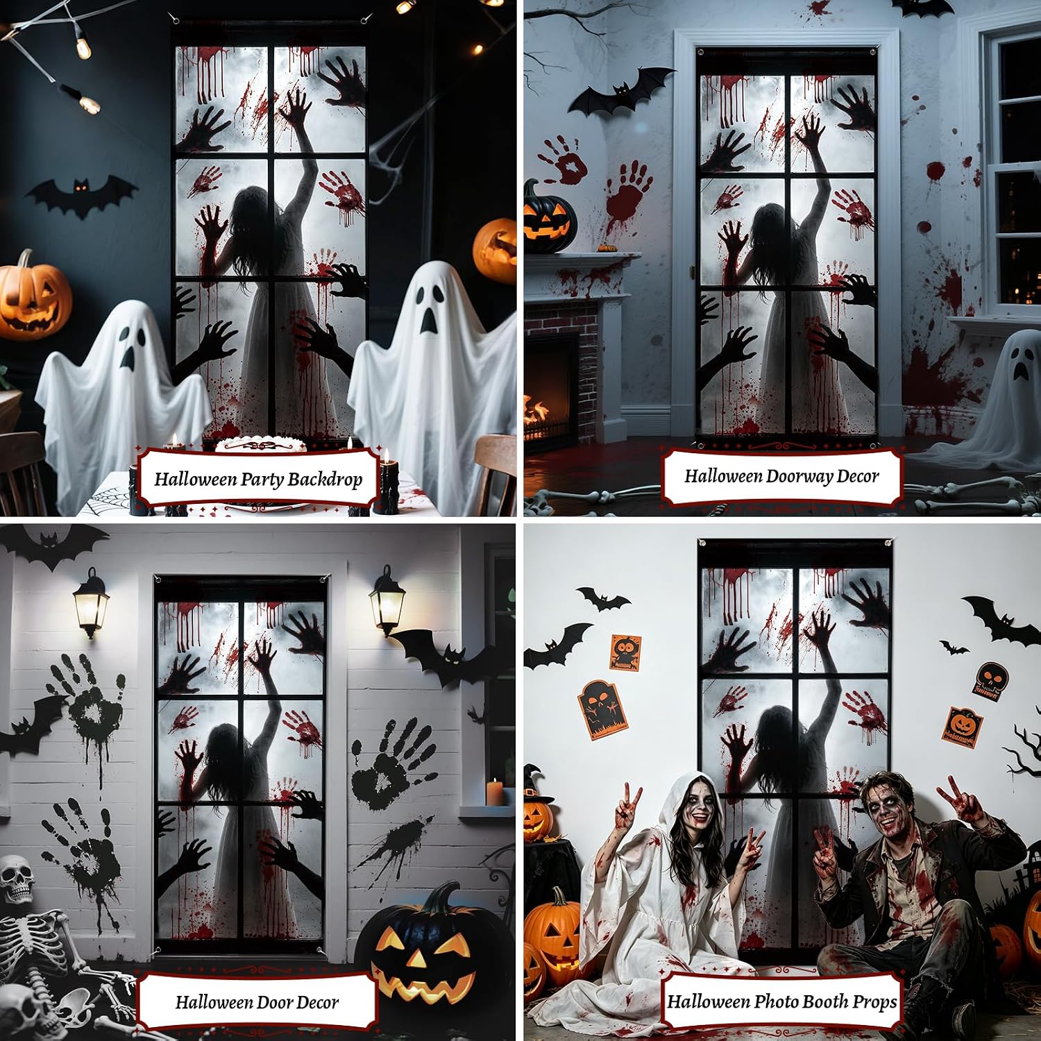Detalle de 79 x 35-Inch Zombie Hands Halloween Door Cover, Reusable Polyester Banner