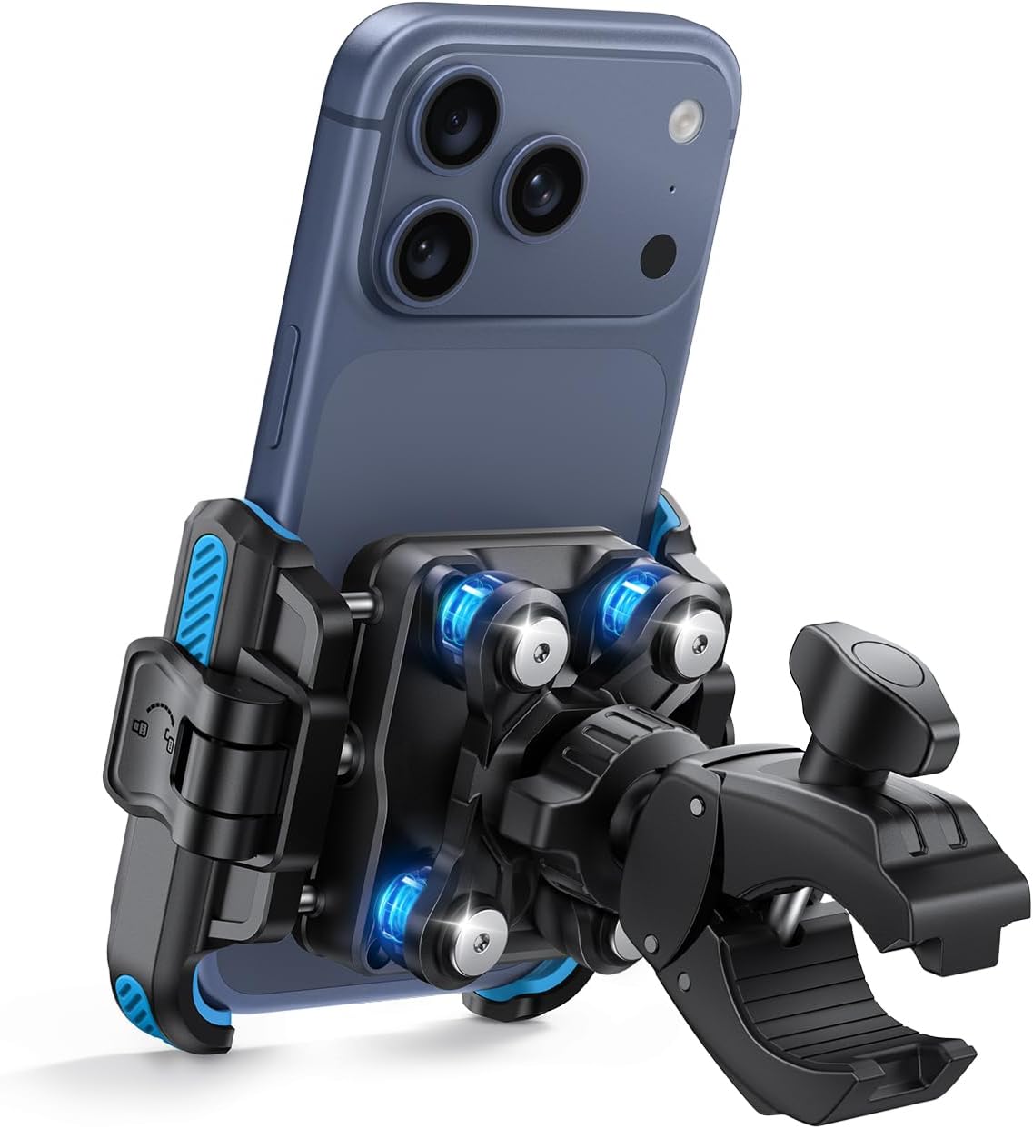 Detalle de Lamicall Motorrad-Handyhalterung mit Dämpfung – 360° Verstellung, kompatibel mit iPhone 17/16 und 4,7–7,2 Zoll Smartphones