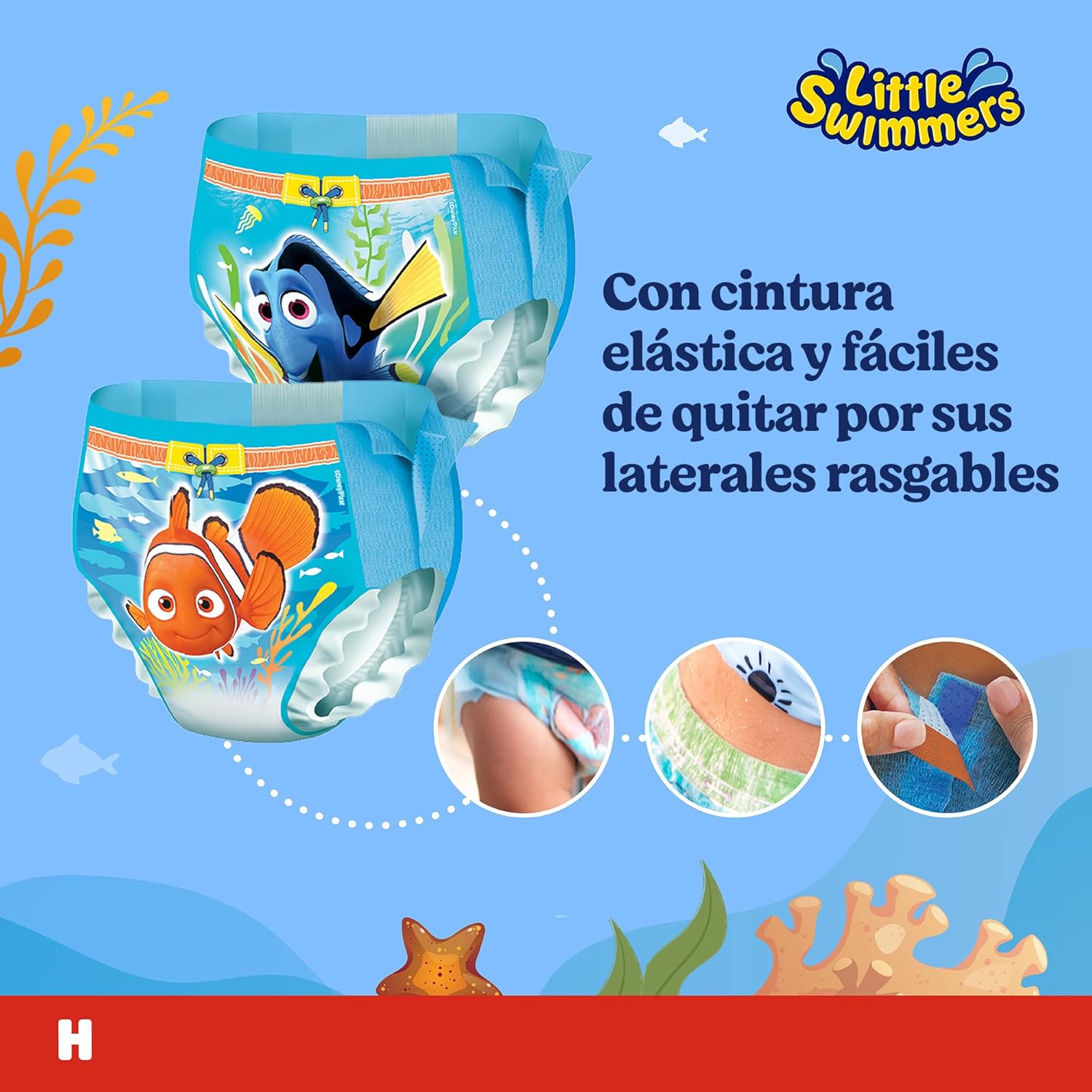 Detalle 2 de HUGGIES Little Swimmers Pañal Bañador Talla 5-6 💧 (19 u)