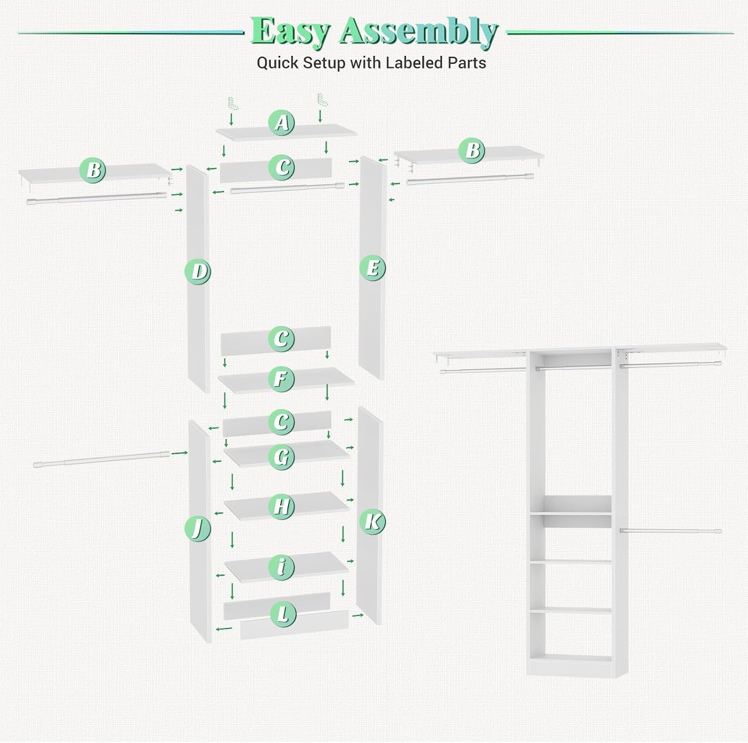 Thumbnail 6 de Besiost Closet Organizer, 4FT