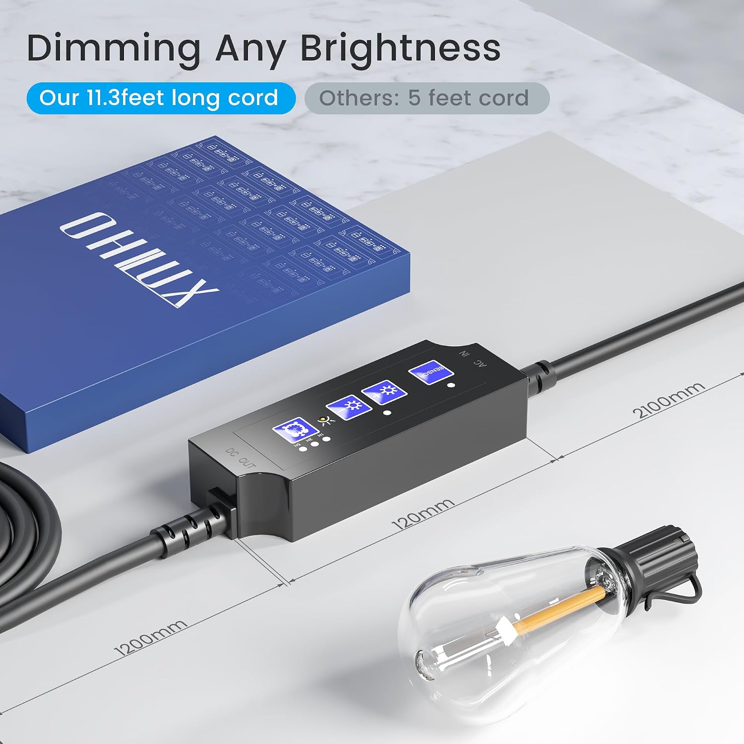 Detalle 1 de OHLUX Smart Outdoor Dimmer for String Lights, 360W, IP65, Timer