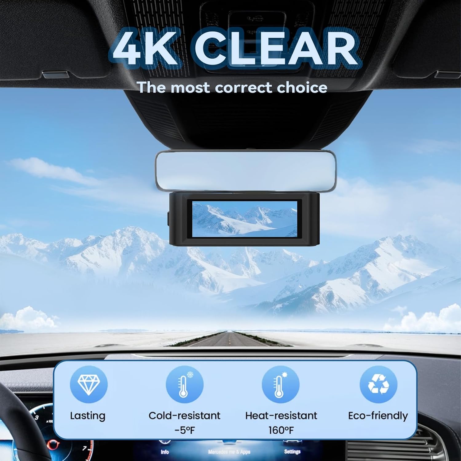 Thumbnail 1 de 4K+1080P Dual Dash Cam Front and Rear: 3.2-inch IPS Display, 32GB Card Included, Night Vision and 24H Parking