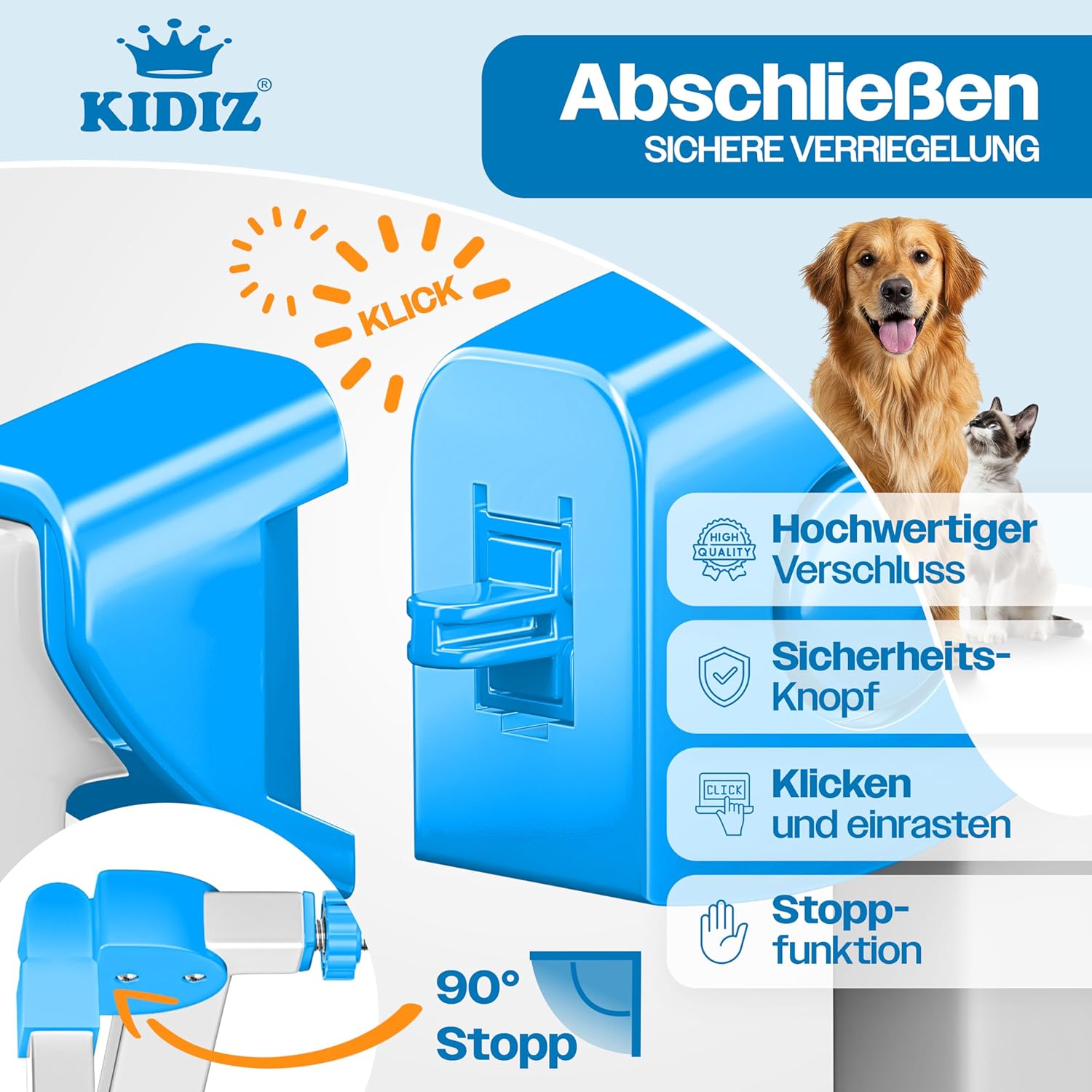 Thumbnail 2 de KIDIZ Treppenschutzgitter ohne Bohren – Verstellbare Breite 74–80 cm, 75 cm hoch, Türschutzgitter für Kinder und Hunde